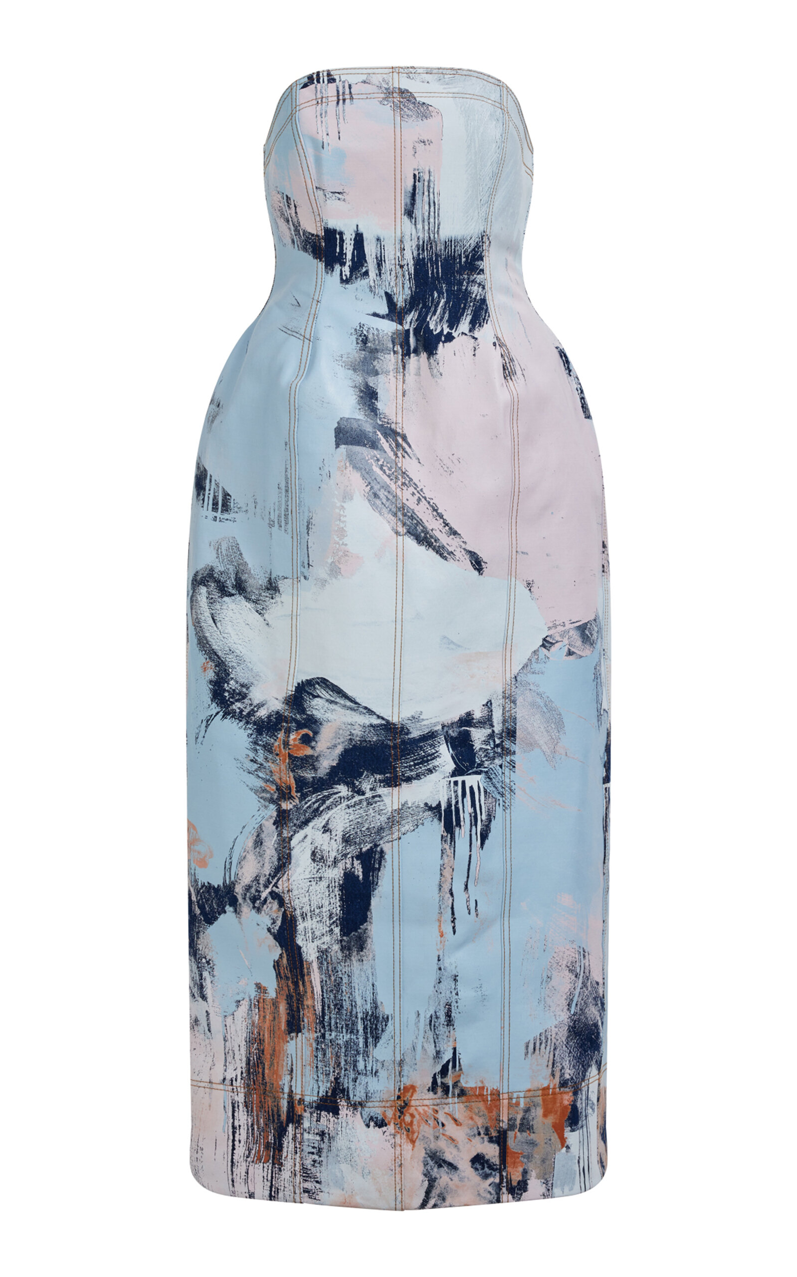 Aje Lettera Printed Denim Midi Dress In Multi