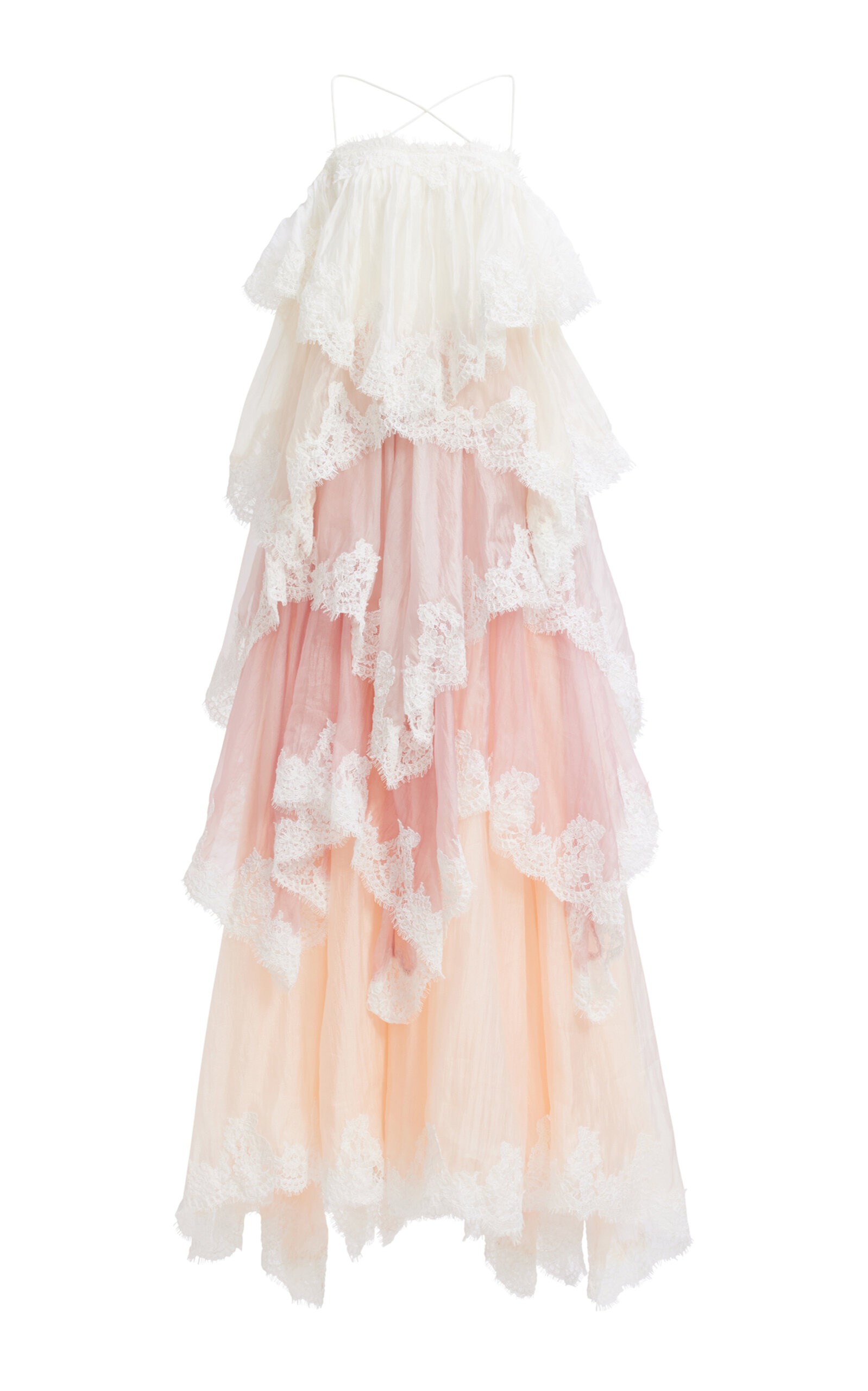 Aje Ophelia Lace-trimmed Gown In Pink