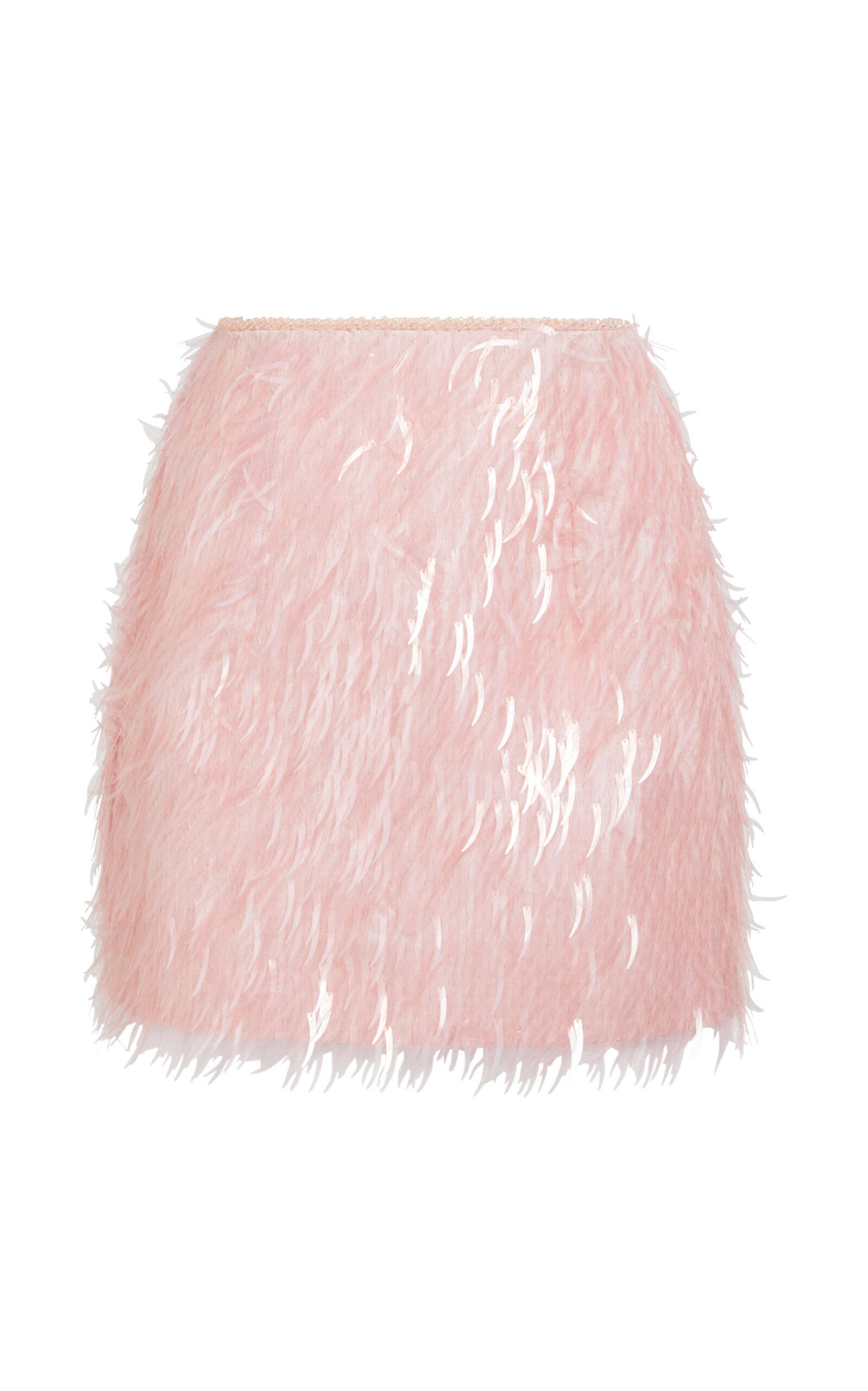 Aje Glimmer Embellished Linen-Blend Mini Skirt - Light Pink