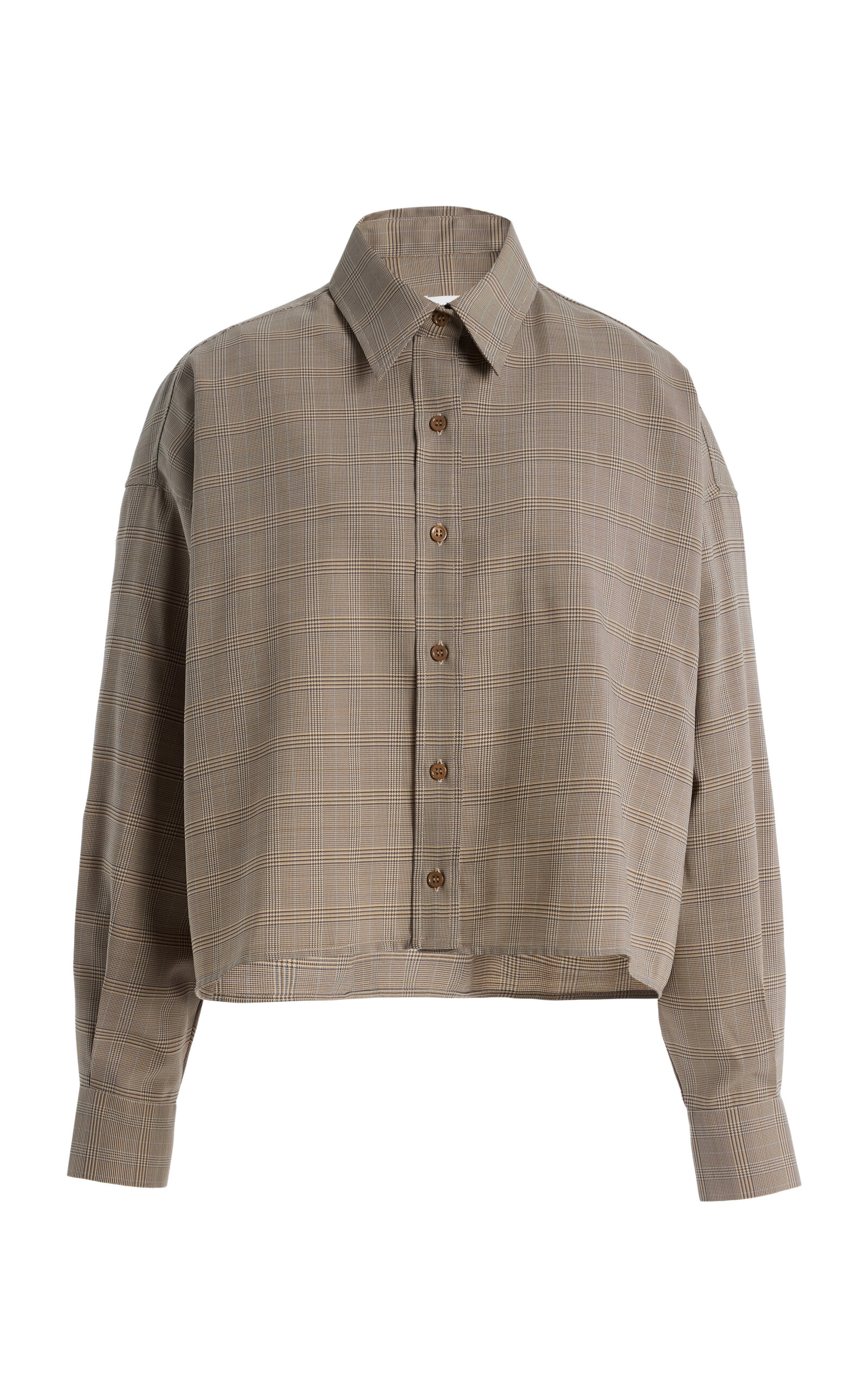 The Frankie Shop Arlen Plaid Wool-Blend Boxy Shirt