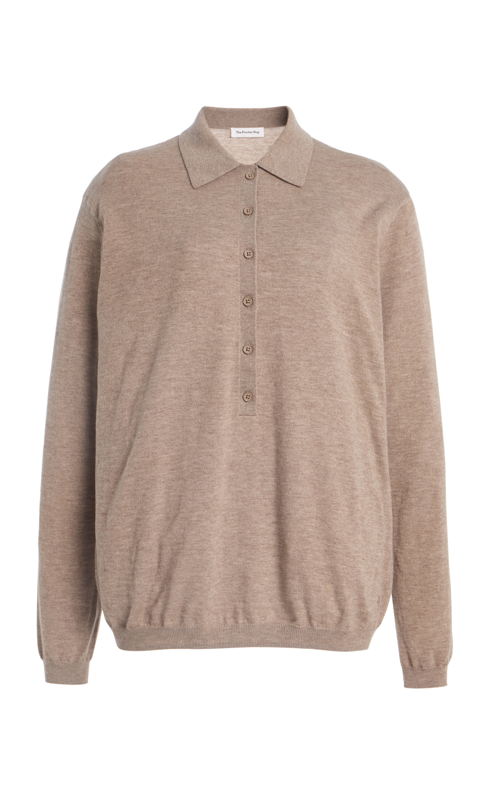 The Frankie Shop - Tala Knit Wool-Blend Polo Shirt - Taupe - L - Moda Operandi