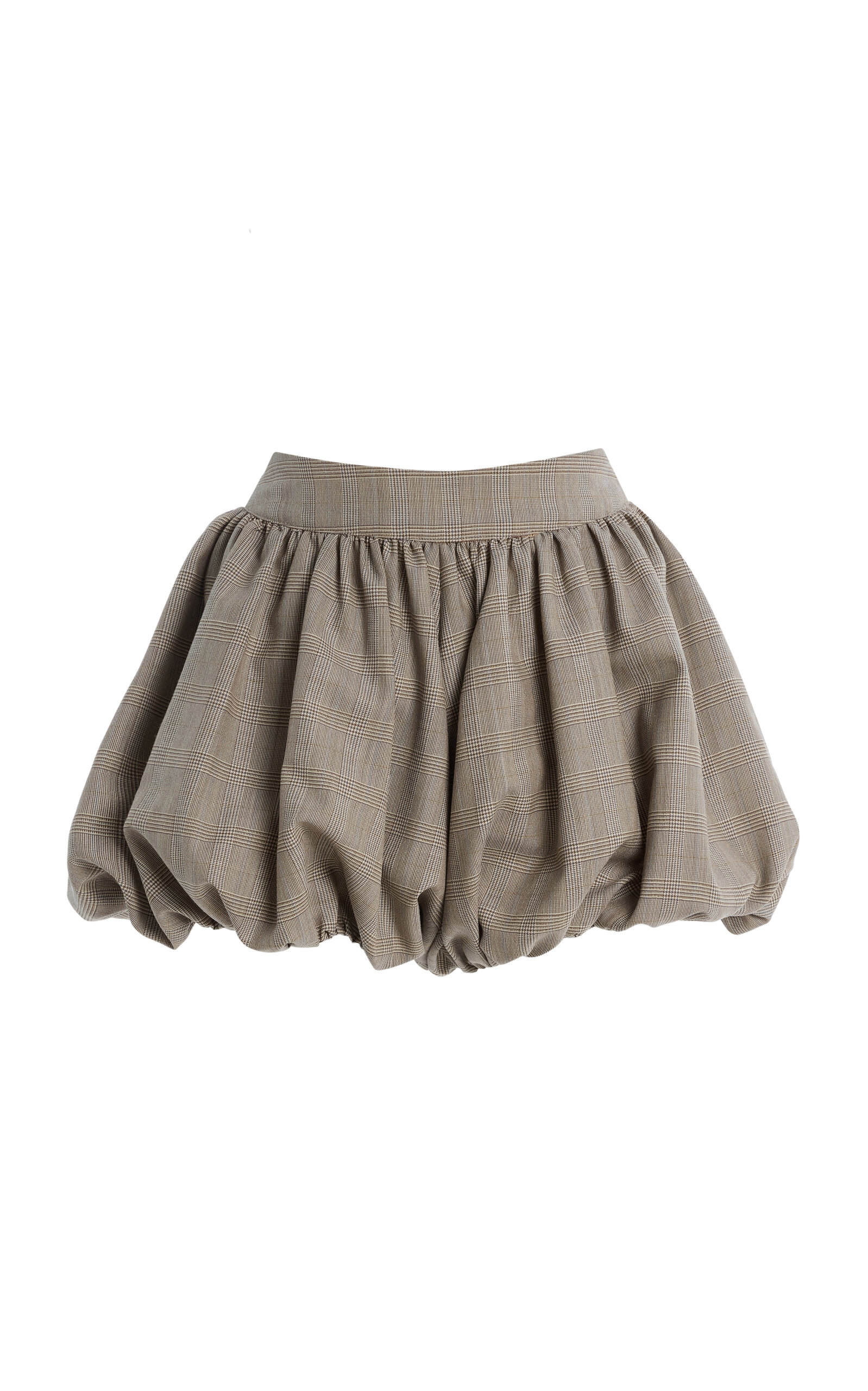 The Frankie Shop Alina Plaid Wool-Blend Bubble-Hem Shorts