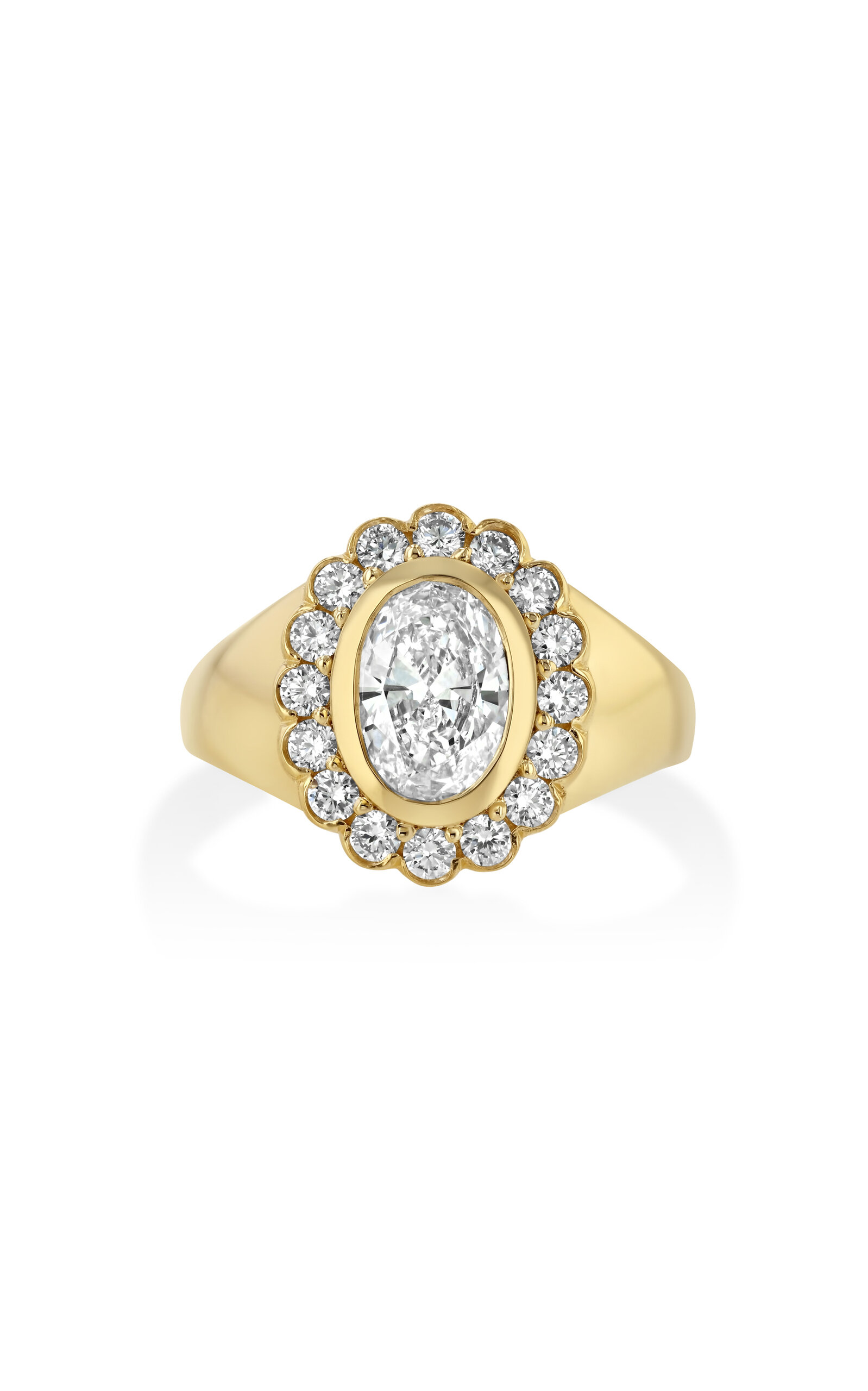 Real Fine Studio 14k Yellow Gold Heirloom Signet In Snow In White