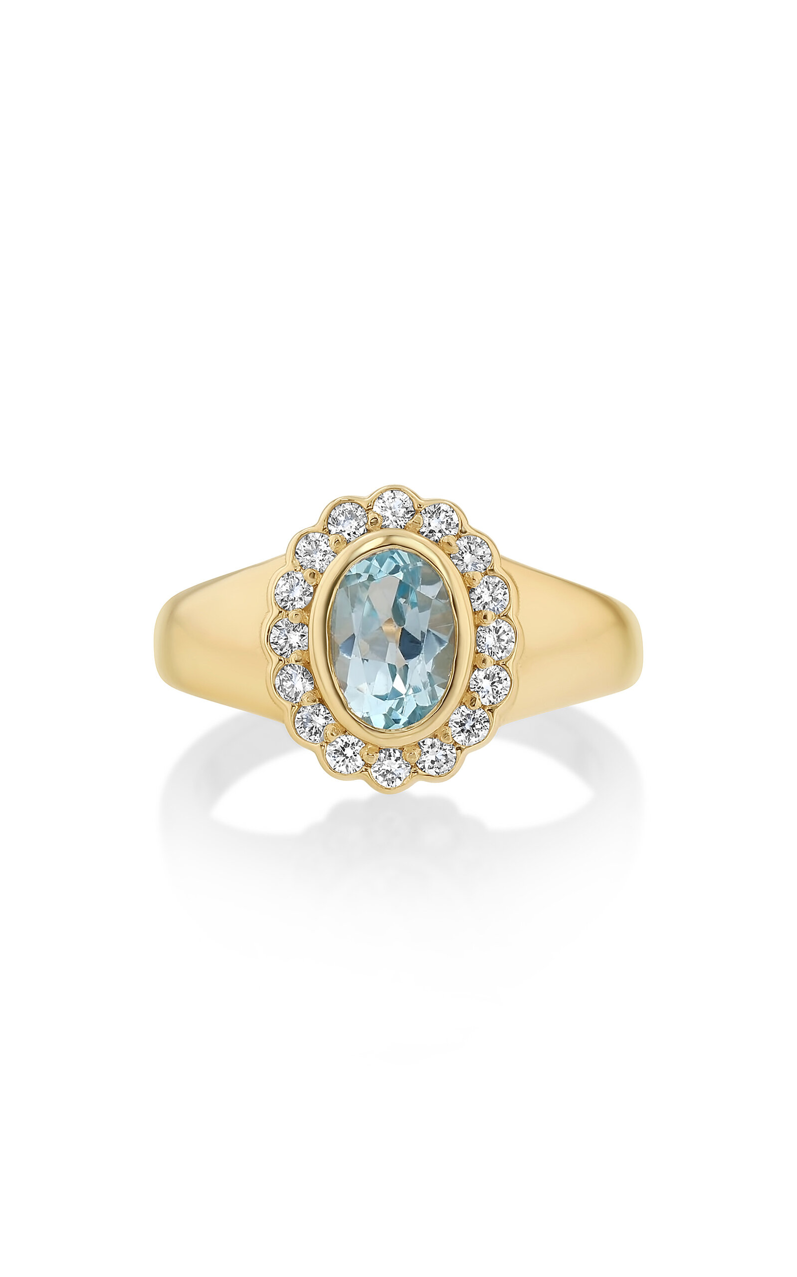 Real Fine Studio 14k Yellow Gold Heirloom Signet In Sky In Blue