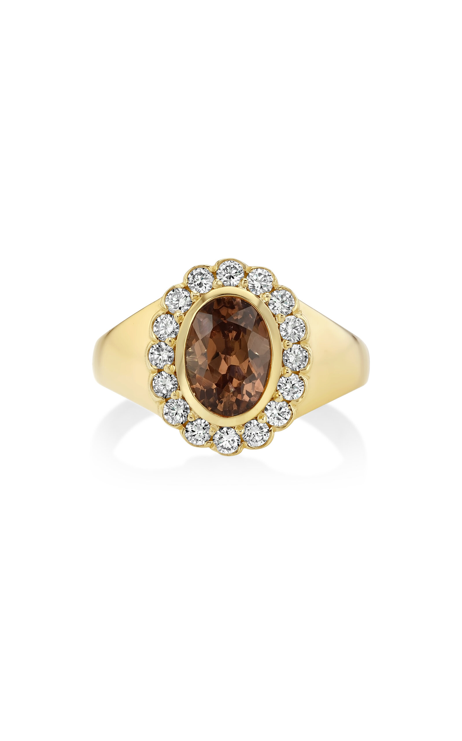 Real Fine Studio 14k Yellow Gold Heirloom Signet In Spice In Brown