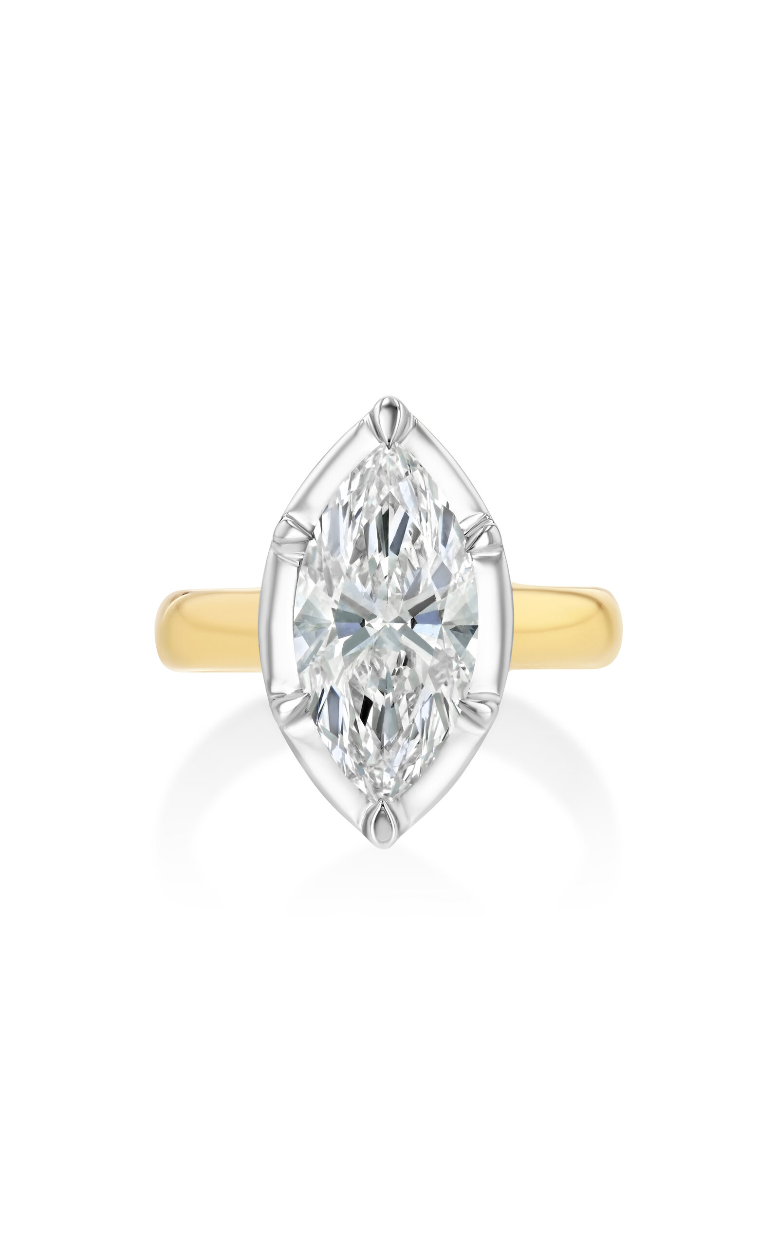 Real Fine Studio 14k Yellow Gold Mega Marquise Pinky Ring In White