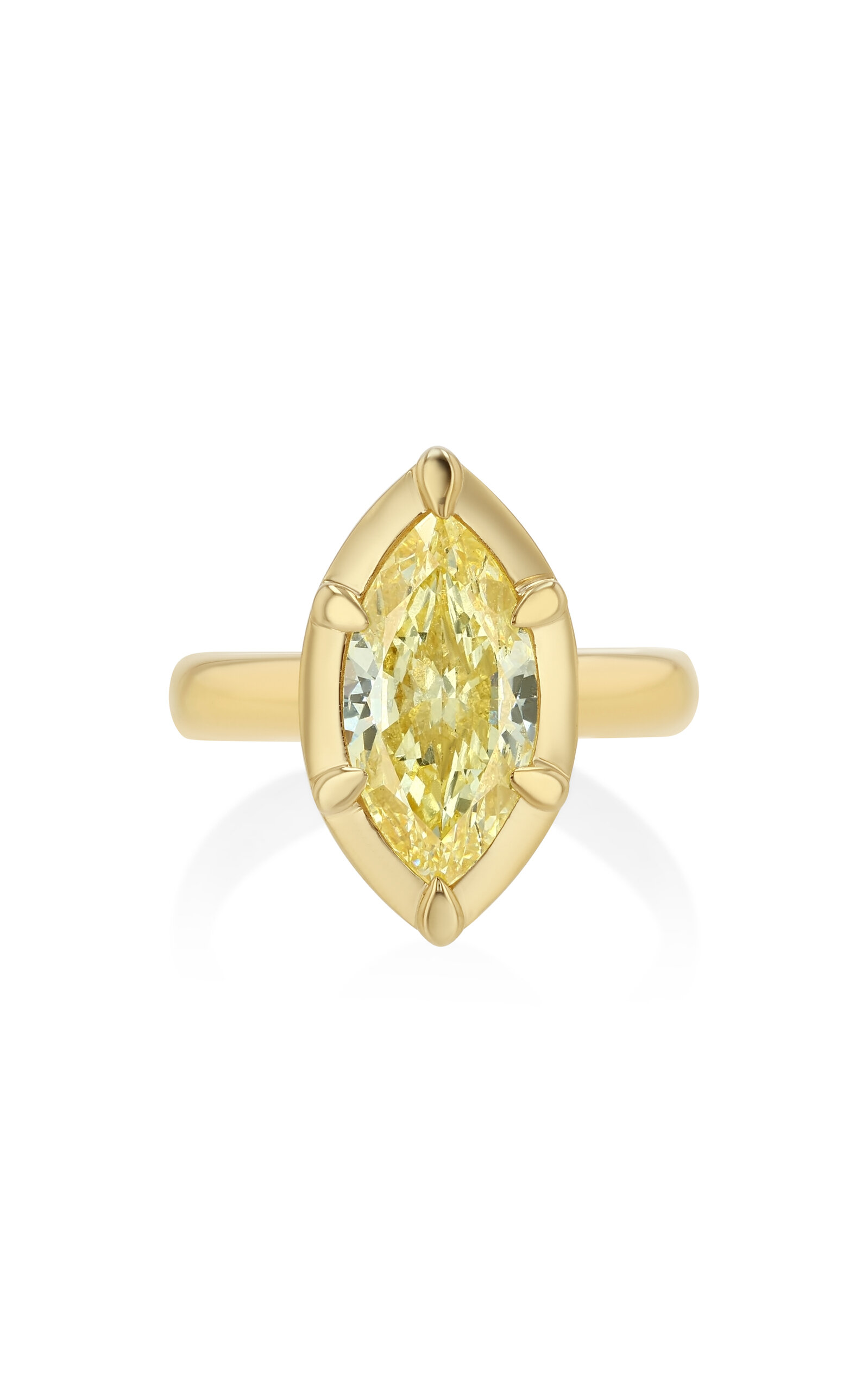 Real Fine Studio 14k Yellow Gold Mega Marquise Pinky Ring In Yellow Diamond