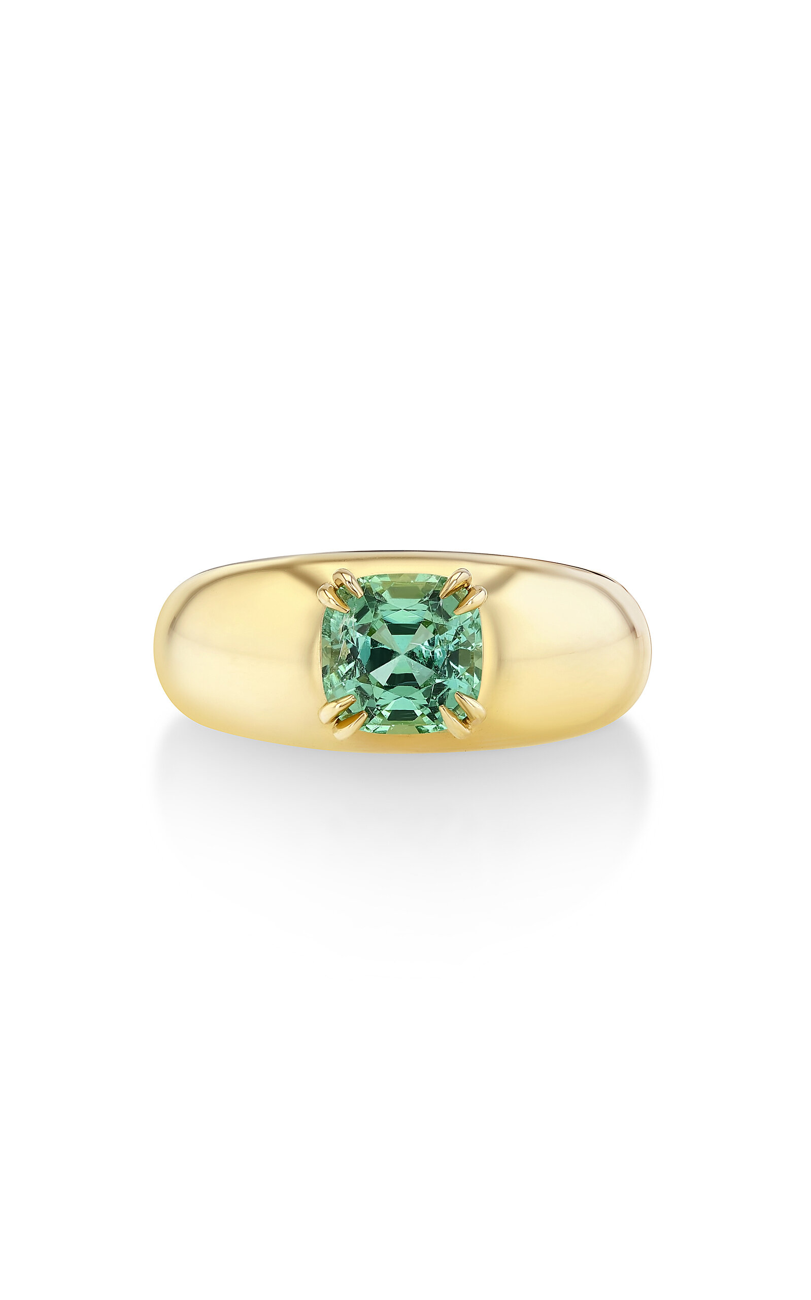 Real Fine Studio 14k Yellow Gold Curve Cushion Ring In Green