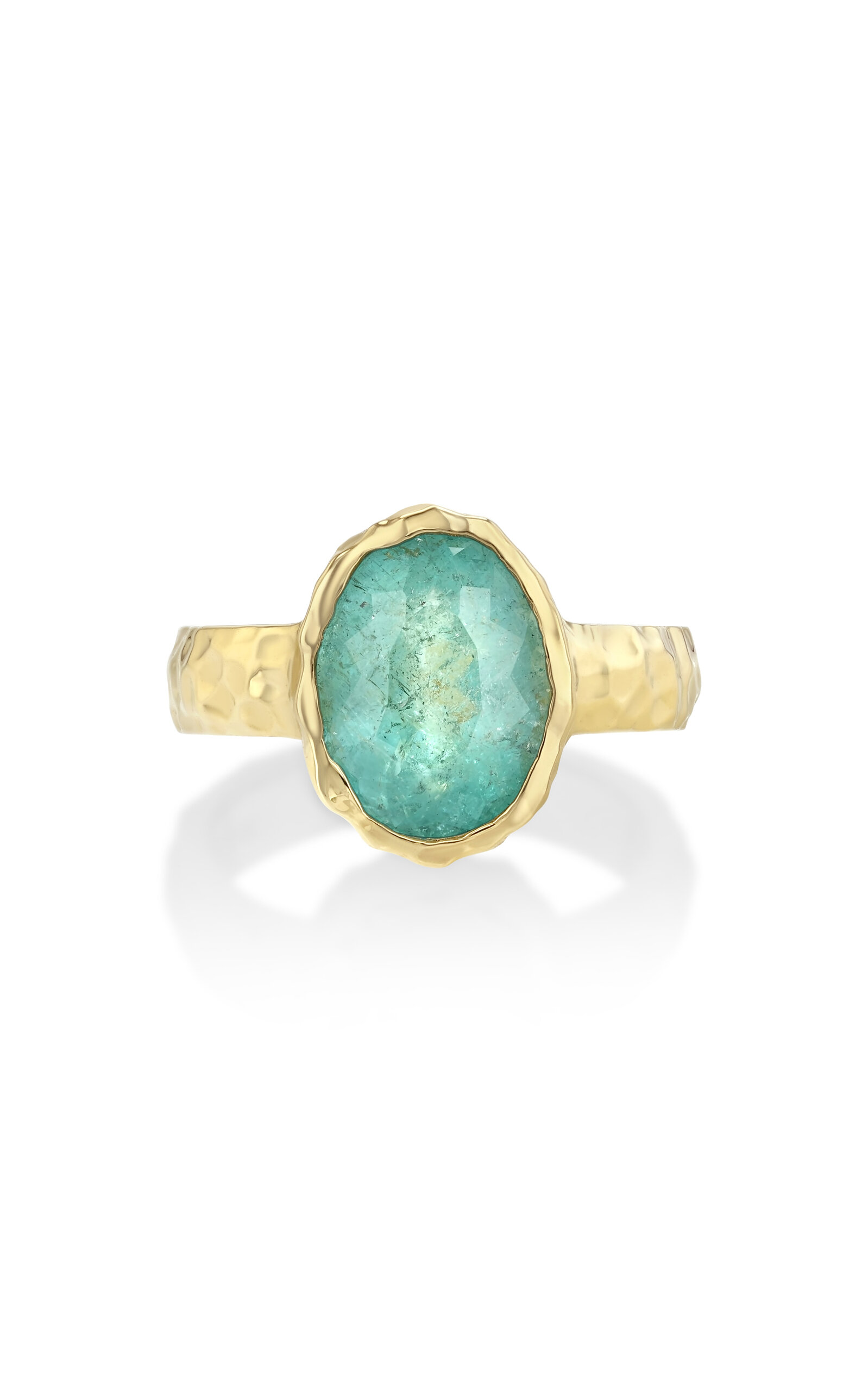 Real Fine Studio 14k Yellow Gold Golden Hour Ring In Sea Foam In Green