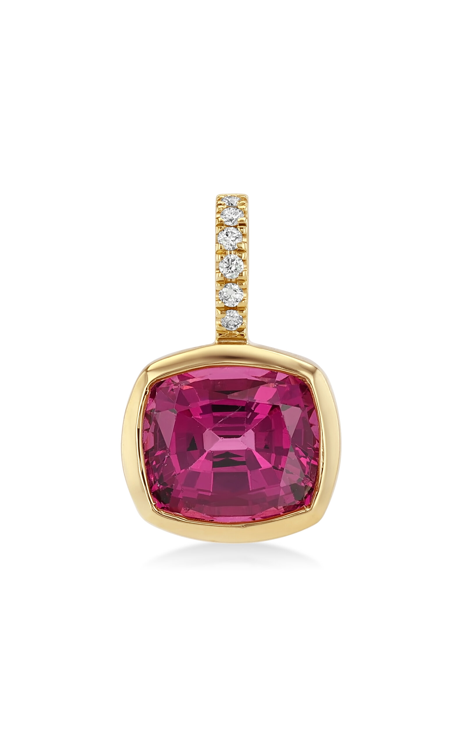 Real Fine Studio 14k Yellow Gold Signature Bezel Drop In Raspberry In Pink