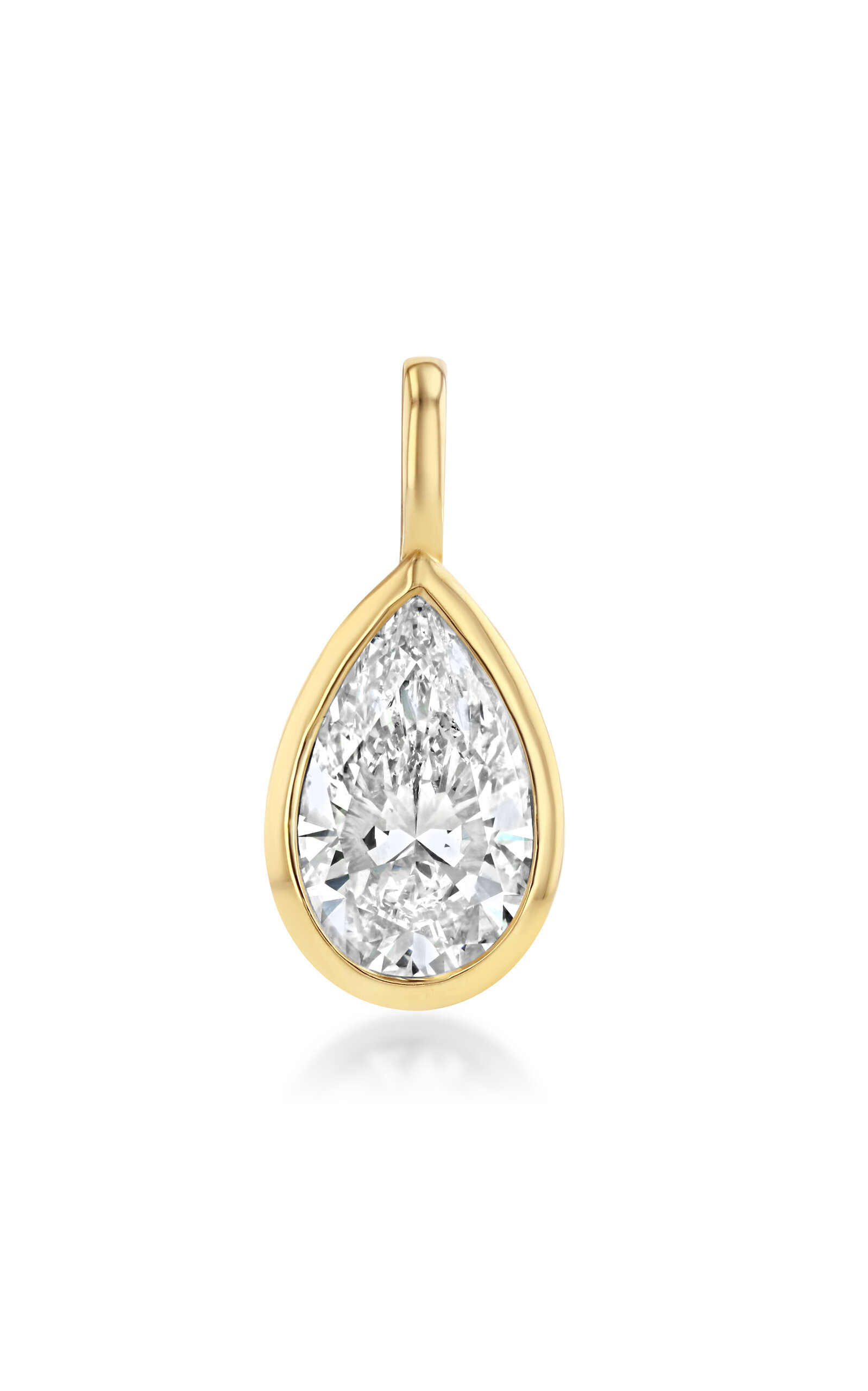 Real Fine Studio 14k Yellow Gold Pear Real Fine Signature Bezel Drop In White
