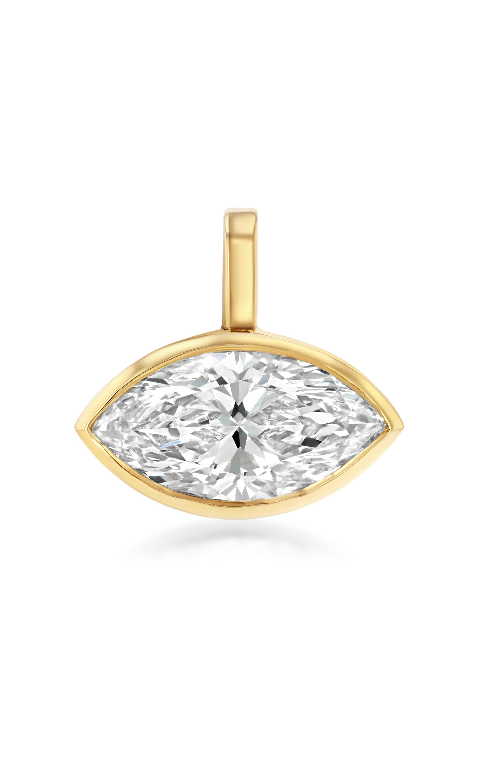 Real Fine Studio 14k Yellow Gold Marquise Real Fine Signature Bezel Drop In White