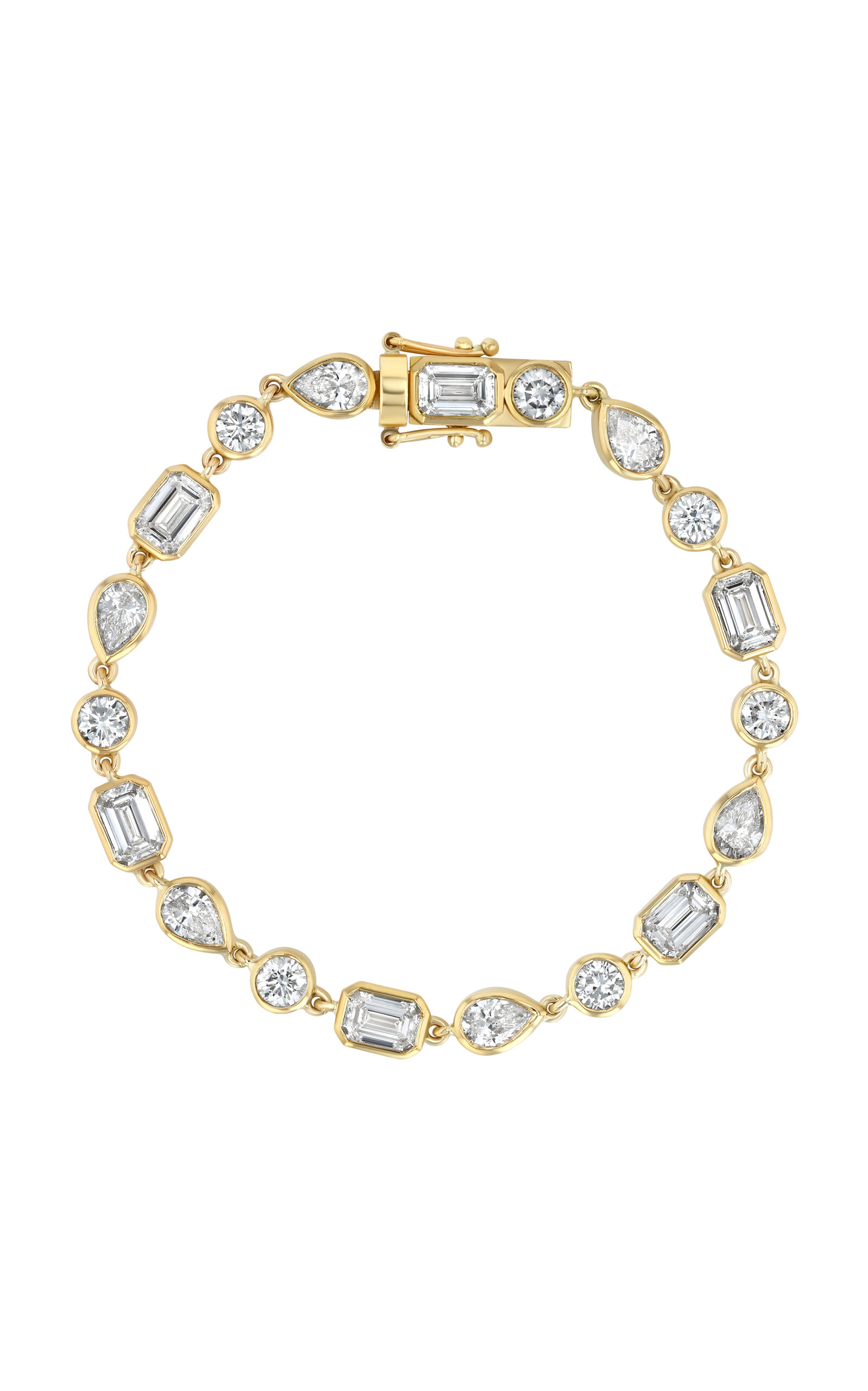 Real Fine Studio 14k Yellow Gold Mixed Form Tennis Bracelet In Yellow Gold In White