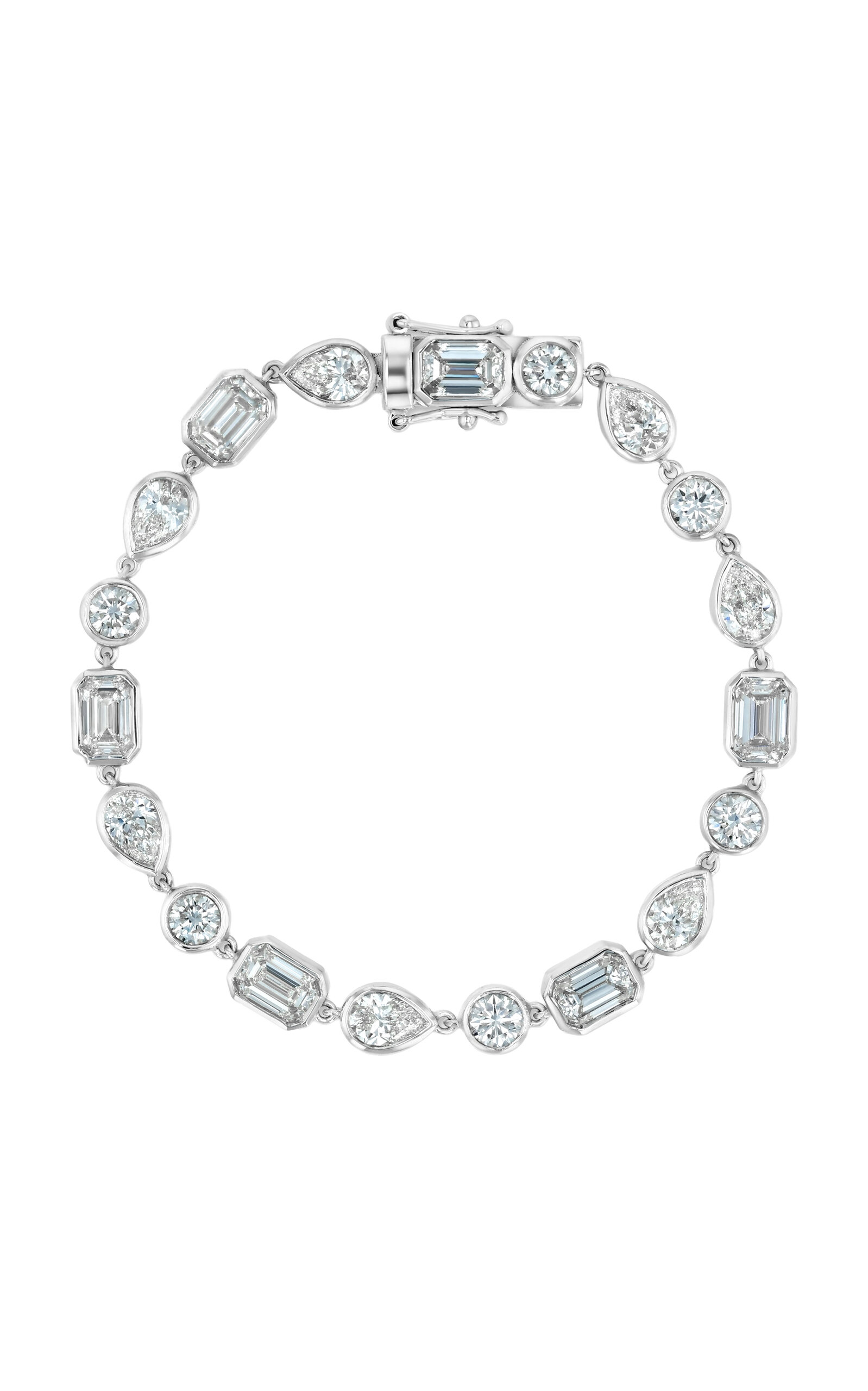 Real Fine Studio 14k Yellow Gold Mixed Form Tennis Bracelet White Gold In White