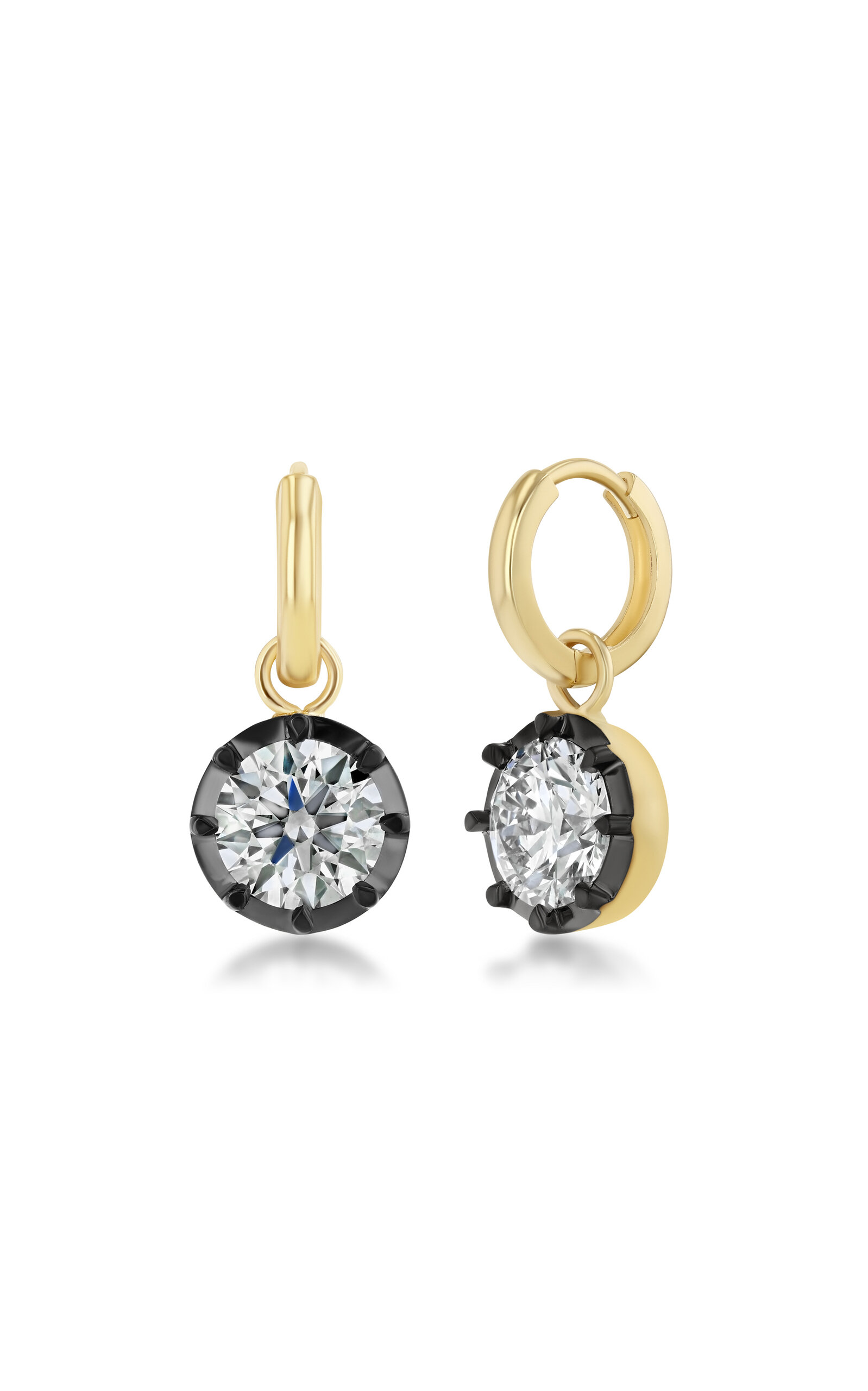 Real Fine Studio 14k Yellow Gold Mega Georgian Drops In Black Rhodium In White