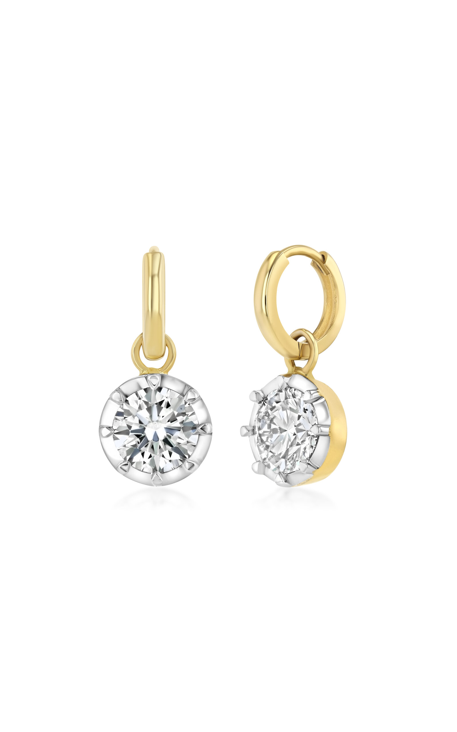 Real Fine Studio 14k Yellow Gold Mega Georgian Drops In White Rhodium In White