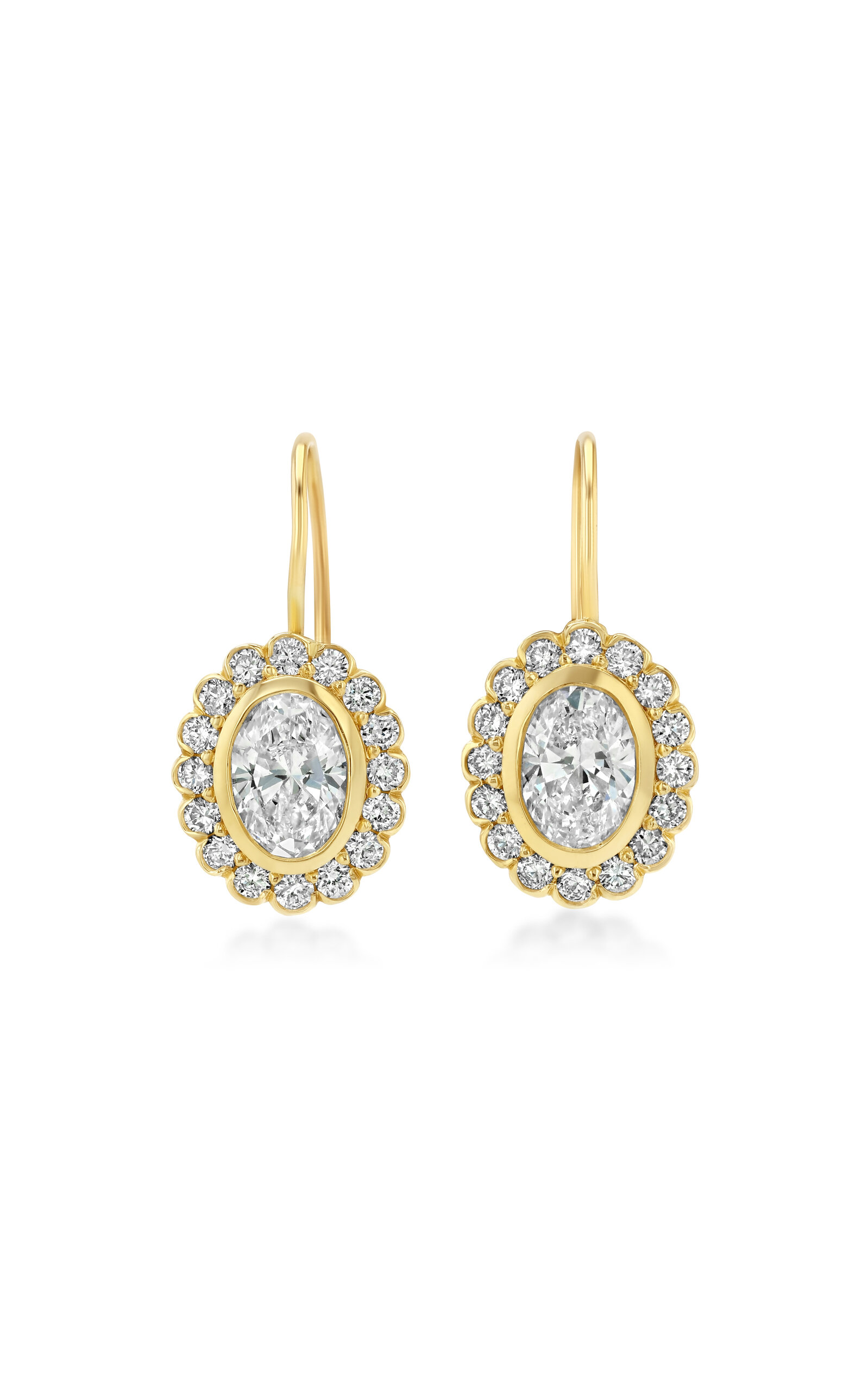 Real Fine Studio 14k Yellow Gold Heirloom Earrings In Snow In White