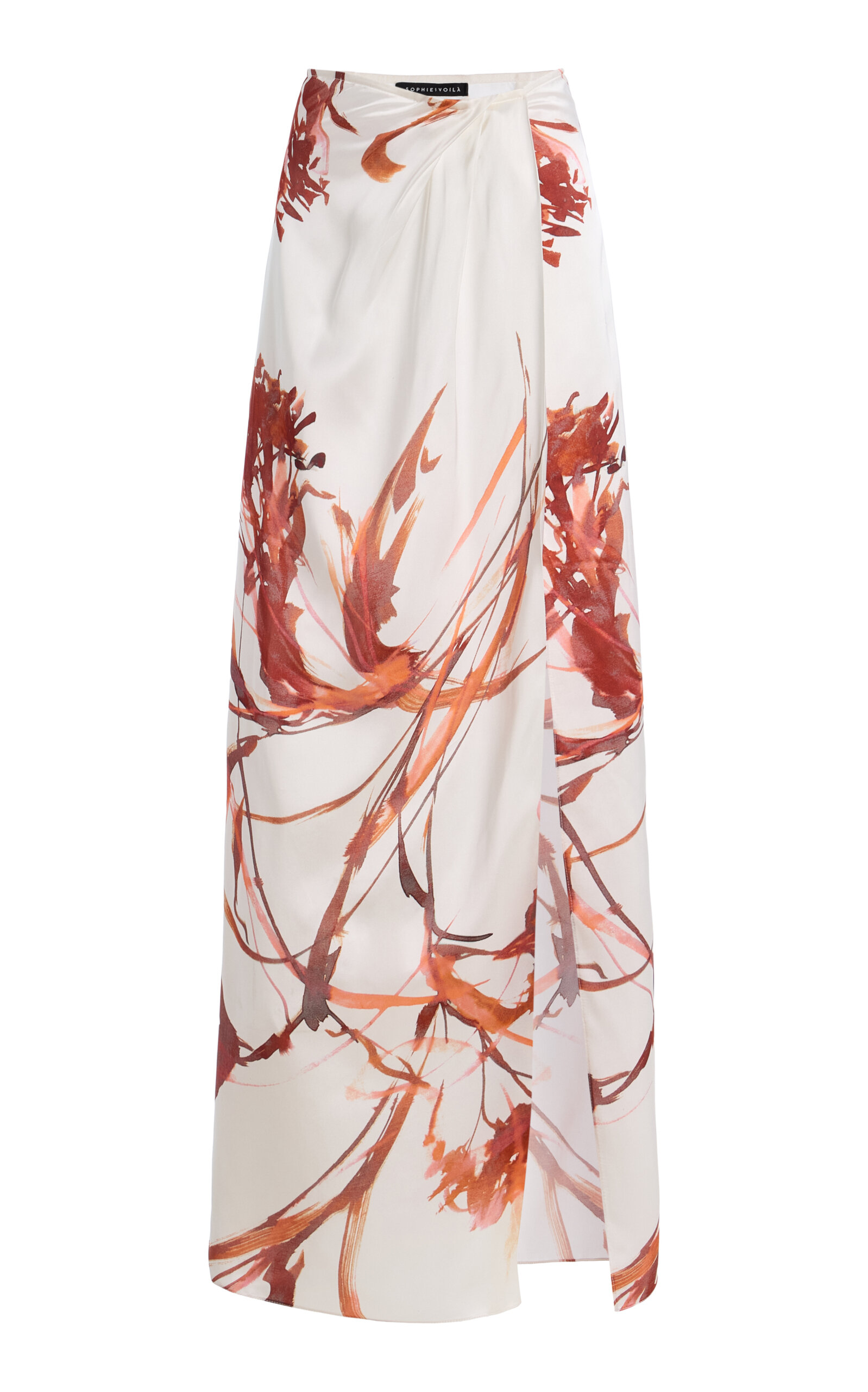 SEV Draped Printed Crepe Maxi Skirt