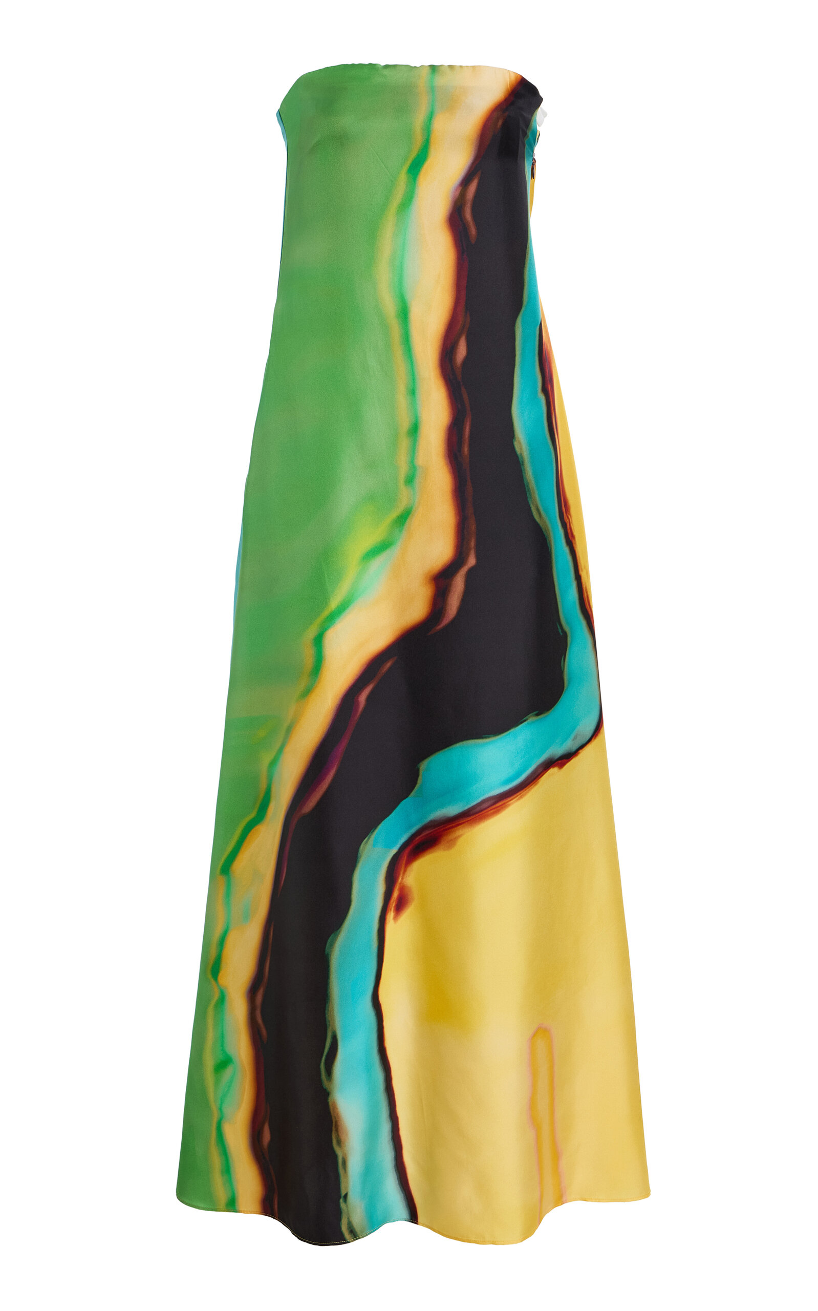 Christopher Esber Aura Strapless Silk Midi Dress In Multi