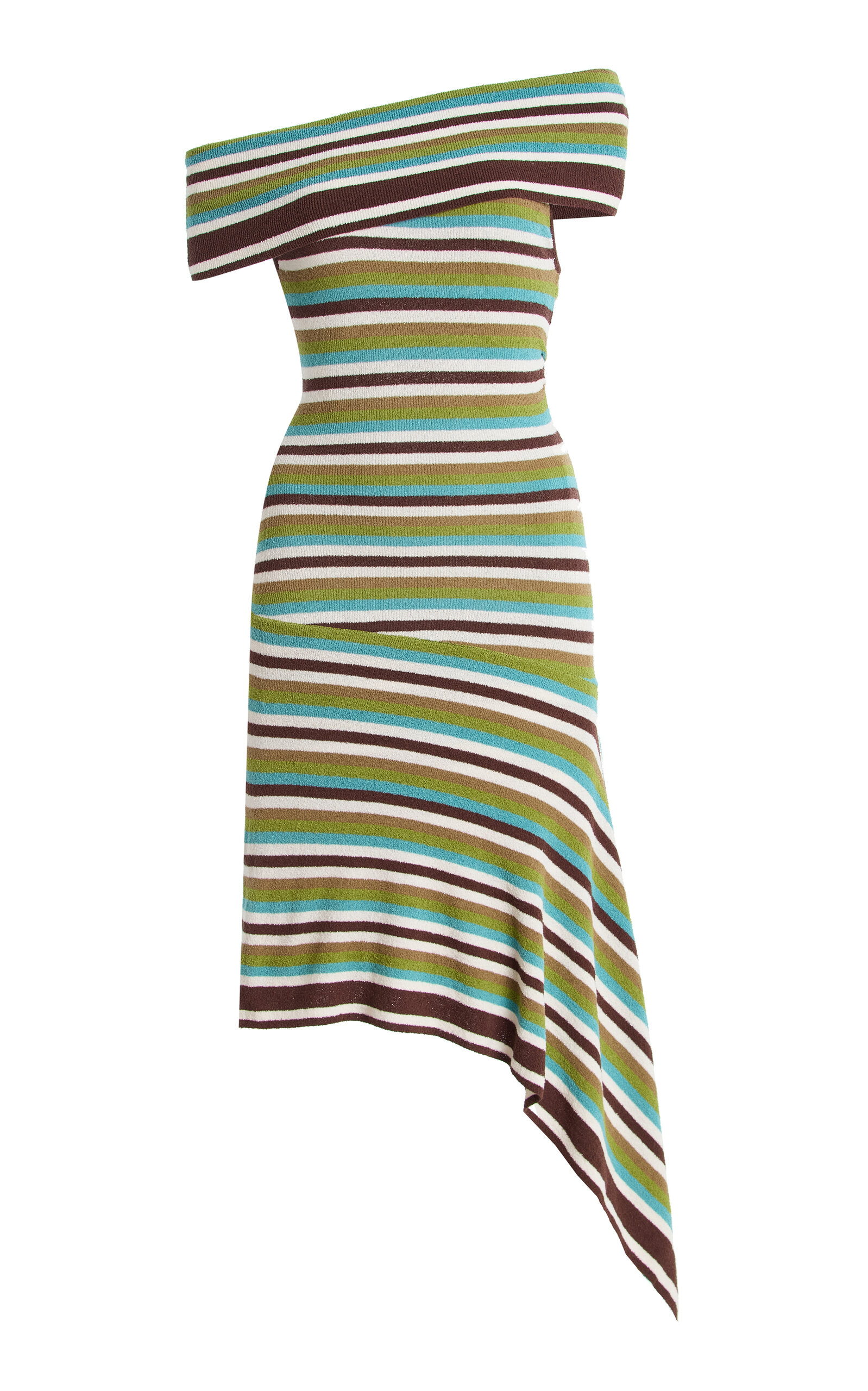 Christopher Esber Extension-drape Striped Cotton-blend Knit Mini Dress In Multi