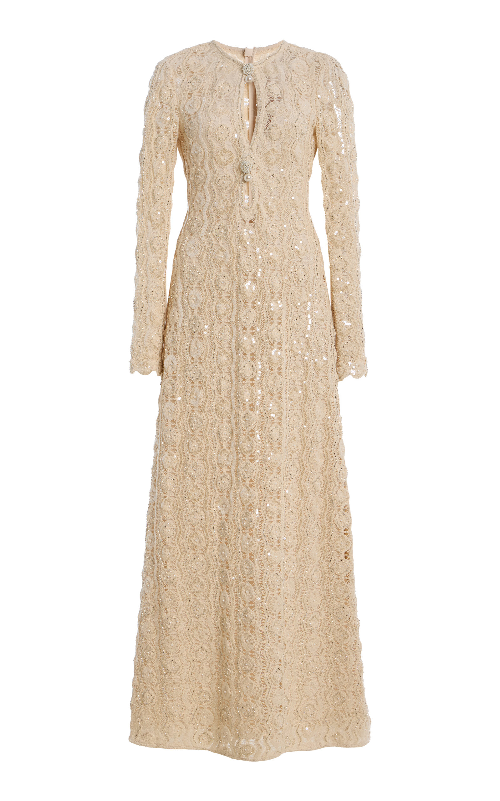Alexis Niccola Beaded Cotton Macrame Maxi Dress