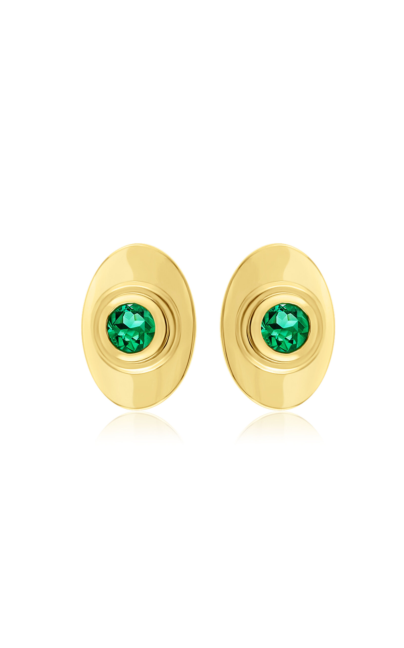 Almasika Sagesse Bezel 18k Yellow Gold Emerald Stud Earrings