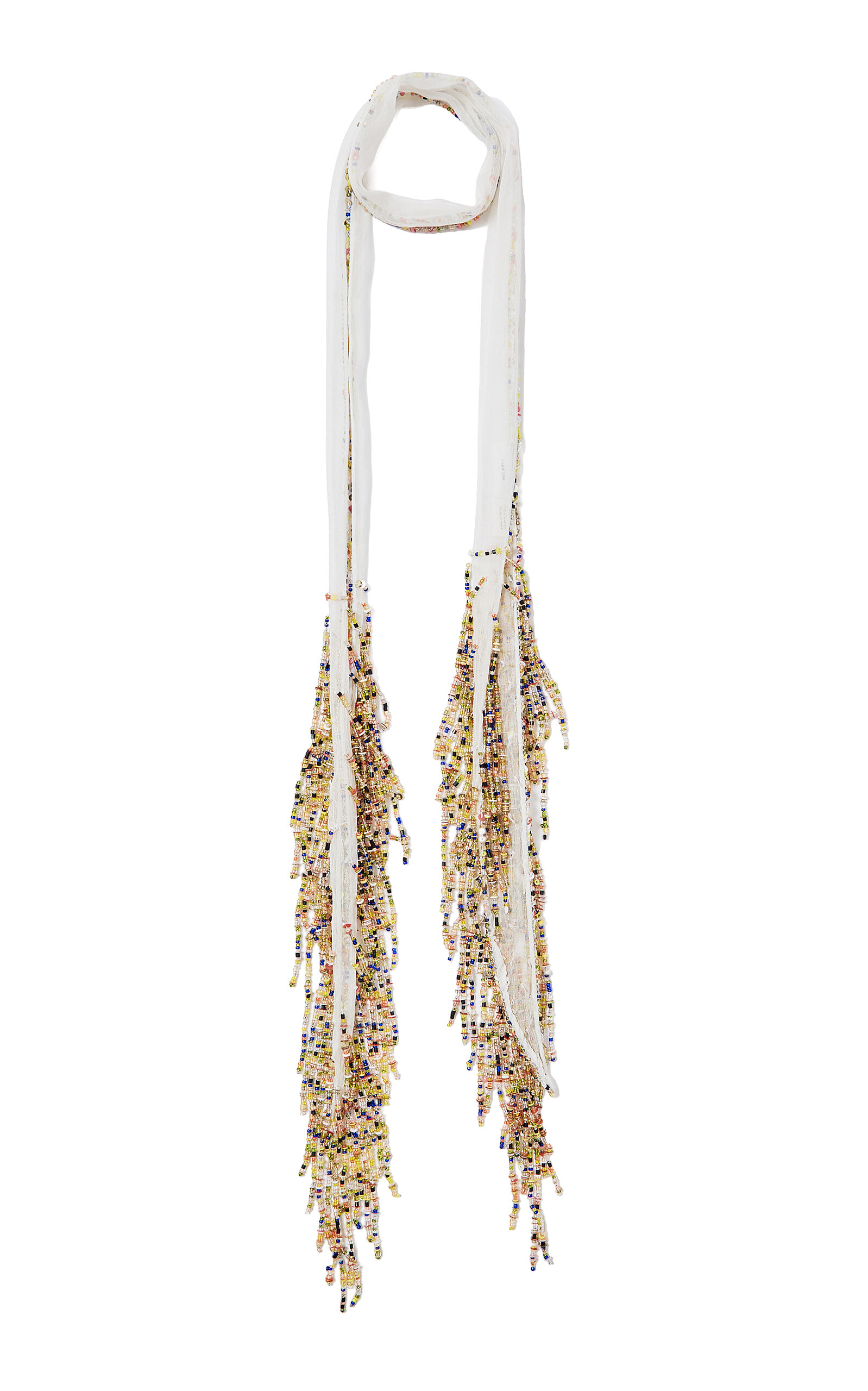 Chan Luu Beaded Skinny Scarf In White