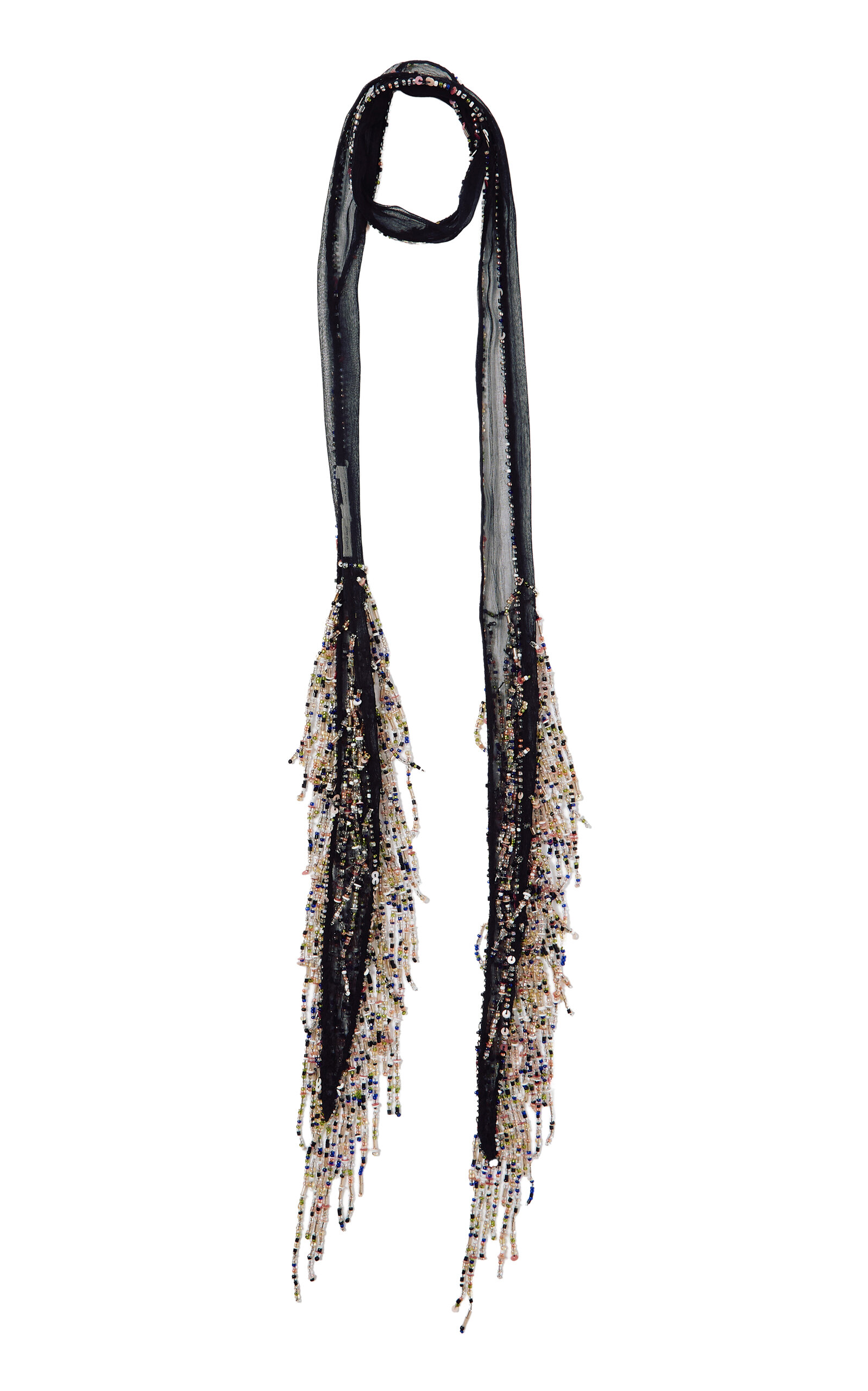Chan Luu Beaded Skinny Scarf In Black