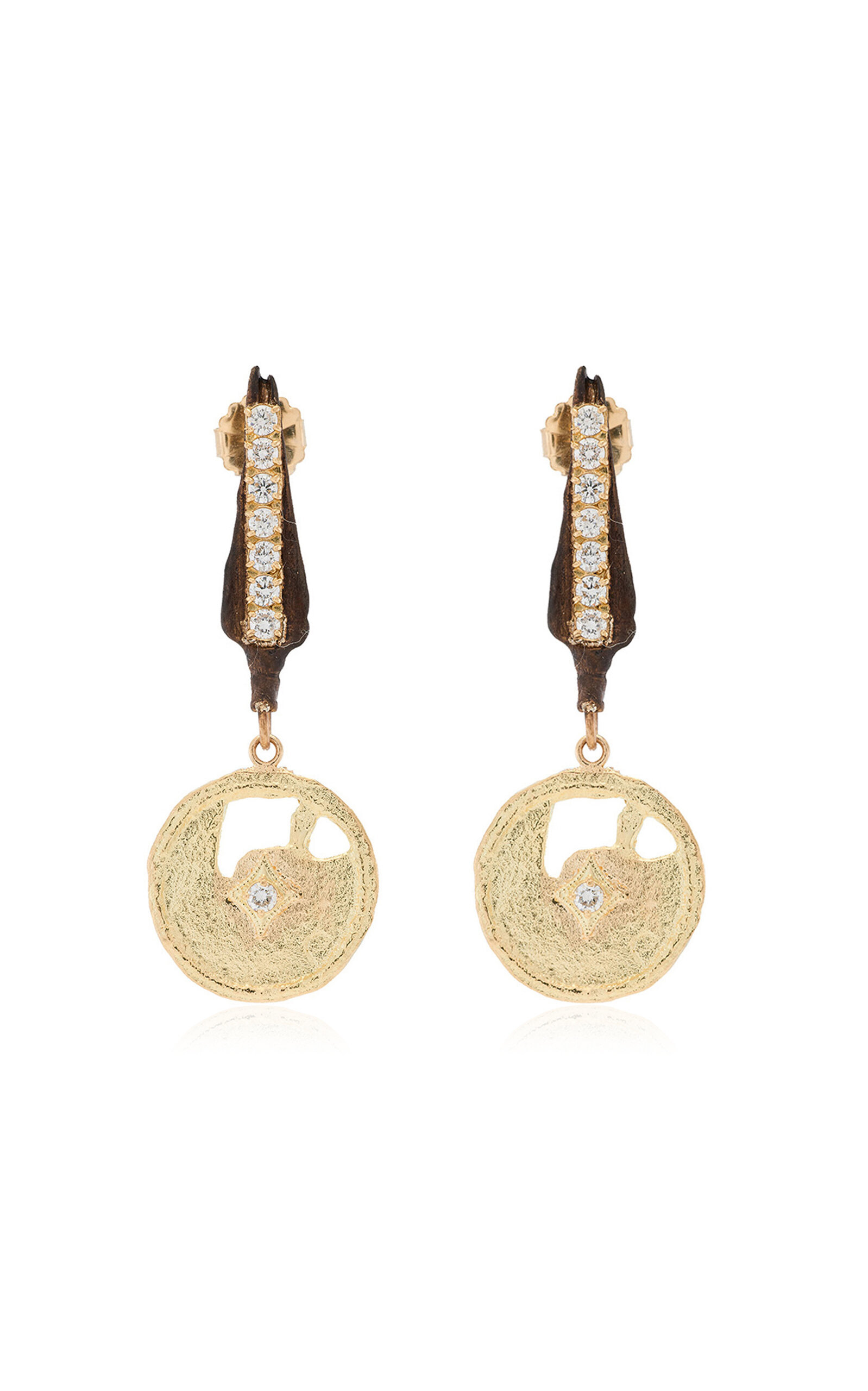 Armenta - Artifact Coin Sterling Silver 18K Yellow Gold Diamond Earrings - Gold - OS - Moda Operandi - Gifts For Her 14490$