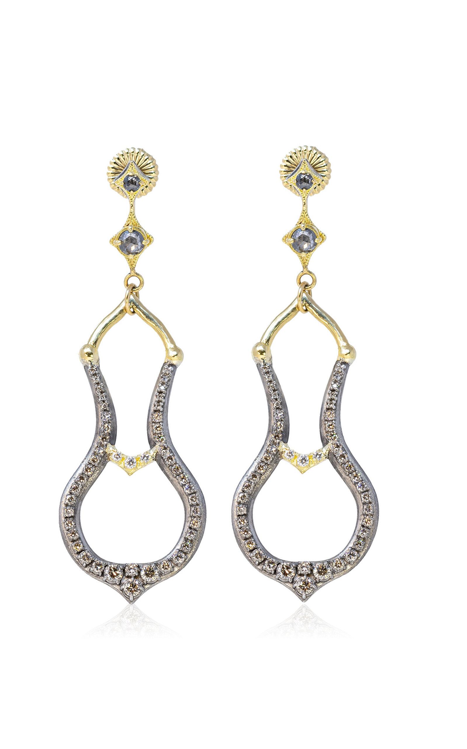 Armenta - Large Sterling Silver 18K Yellow Diamond Drop Earrings - Silver - OS - Moda Operandi - Gifts For Her 14090$