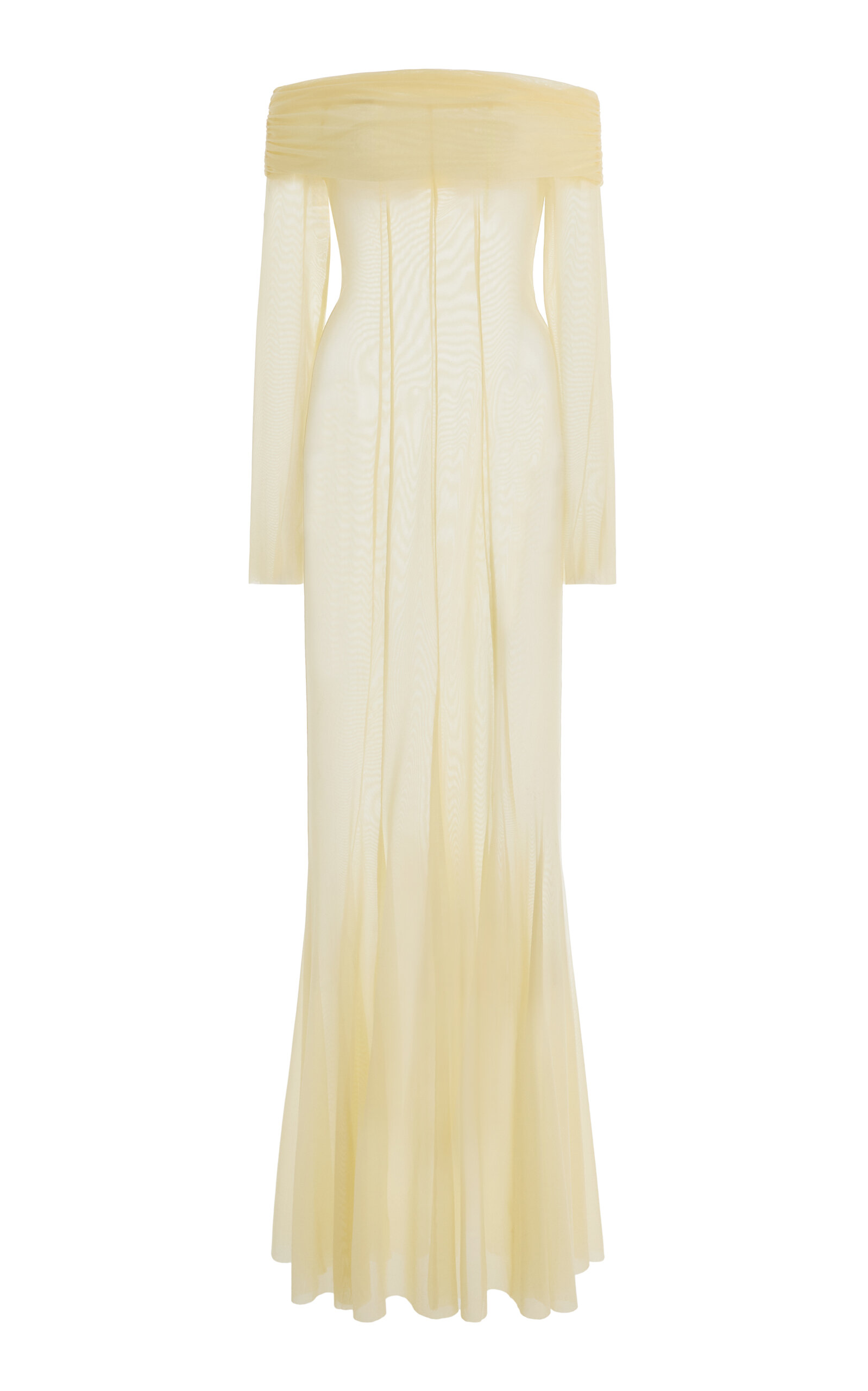 Ay Que Calor Exclusive La Isla Paloma Off-The-Shoulder Mesh Maxi Dress