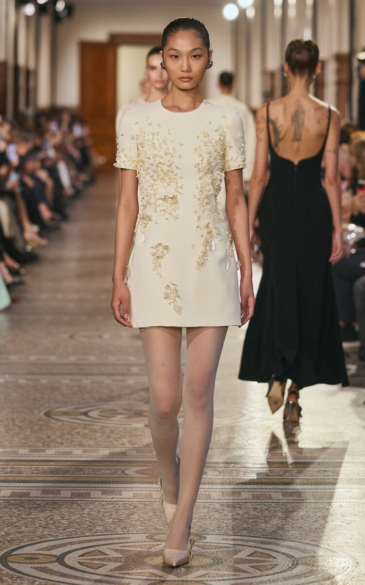Georges Hobeika Embroidered Silk-blend Mini Dress In White