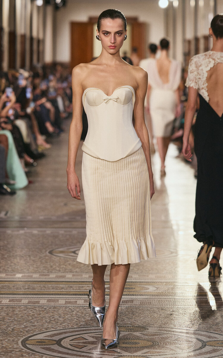 Georges Hobeika Silk-blend Corset Top In Neutral