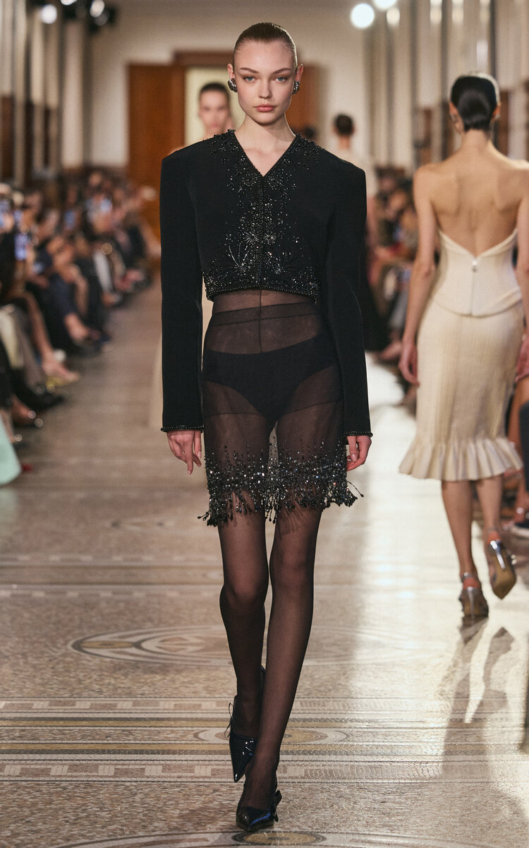 Georges Hobeika Structured Sequined Silk-blend Jacket In Black