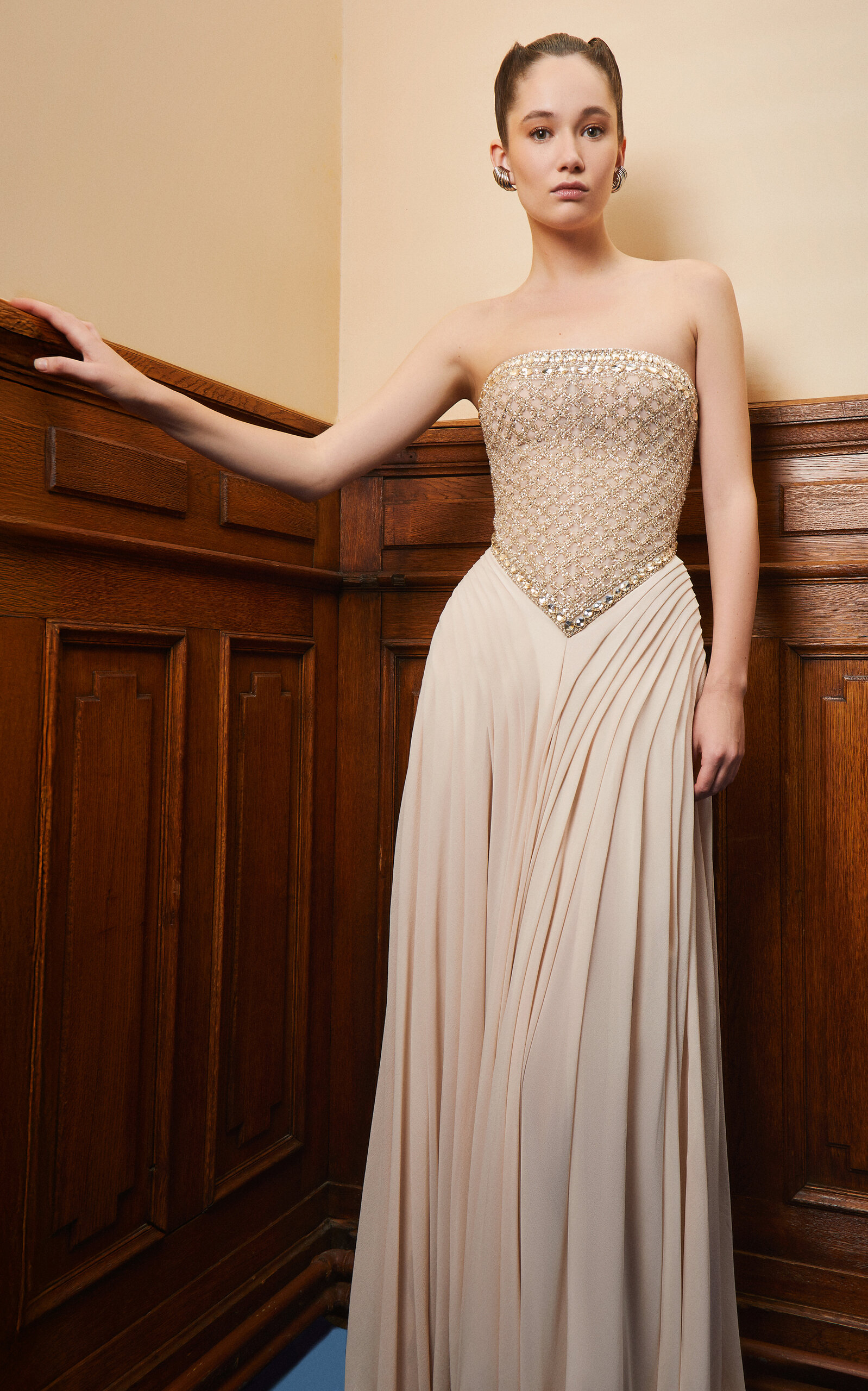 Georges Hobeika Draped Silk-blend Evening Gown In Pink