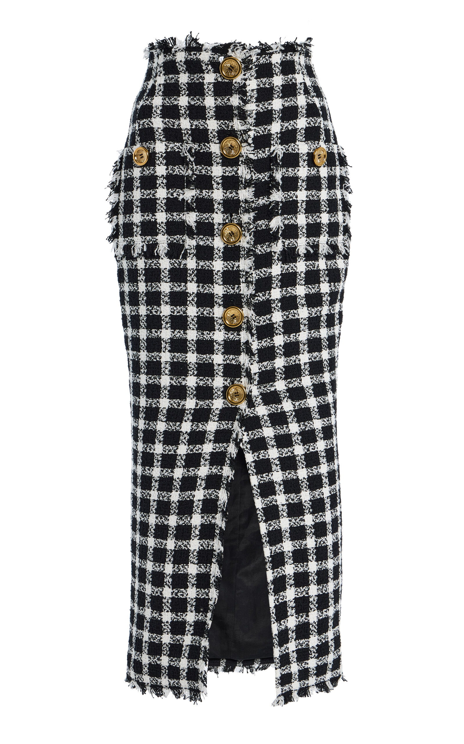 Balmain Long Gingham Tweed Skirt - Women's Clothing
