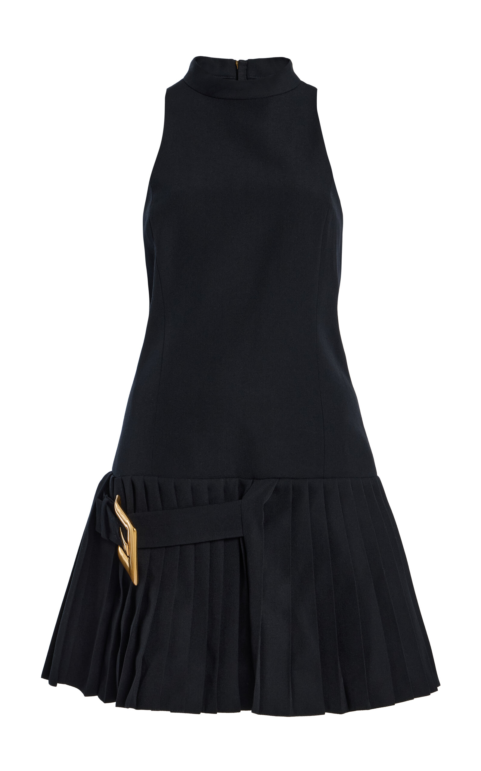 Balmain Belted Flared Grain de Poudre Dress