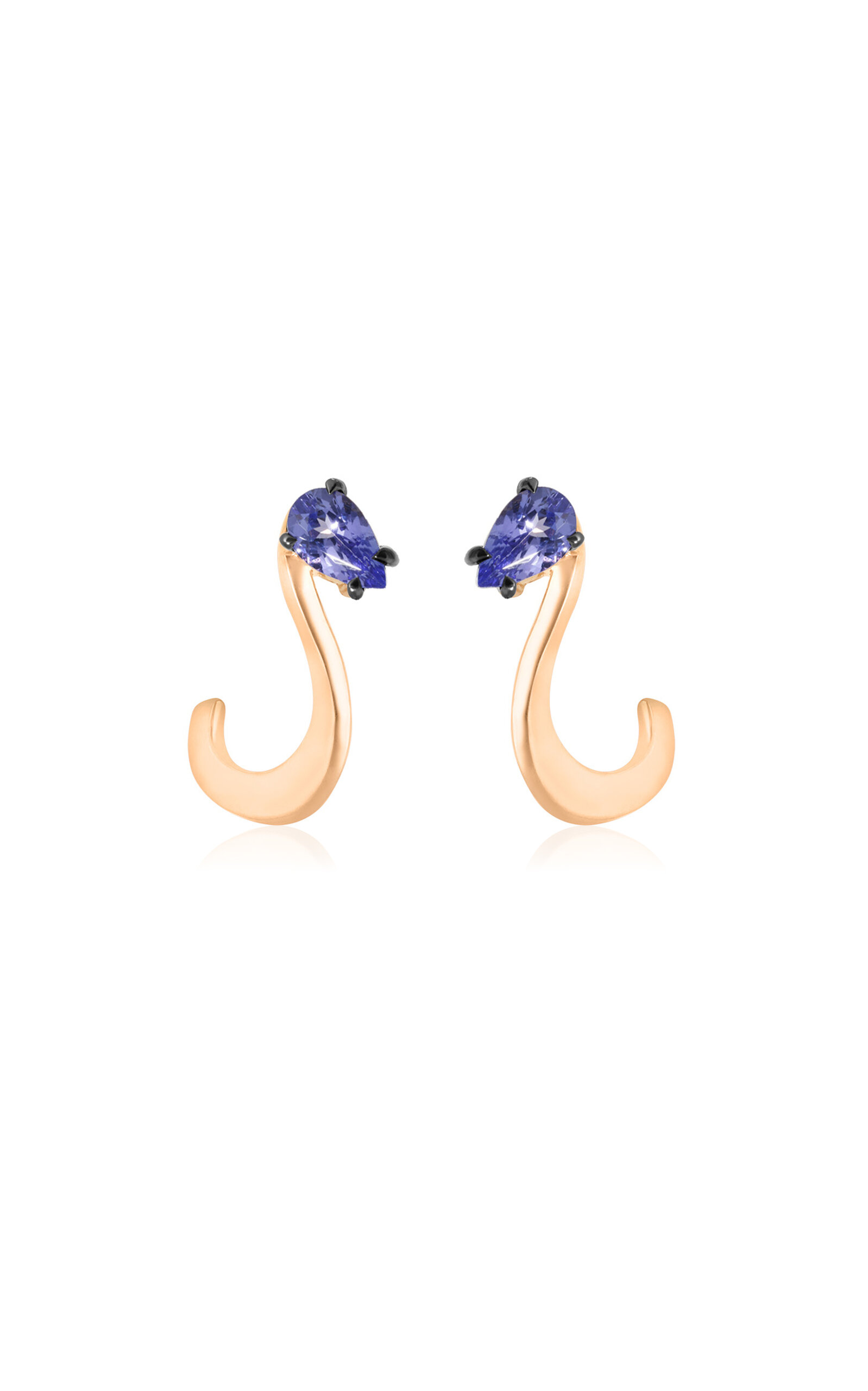 Marie Mas Nova 18k Rose Gold Tanzanite Earrings In Blue