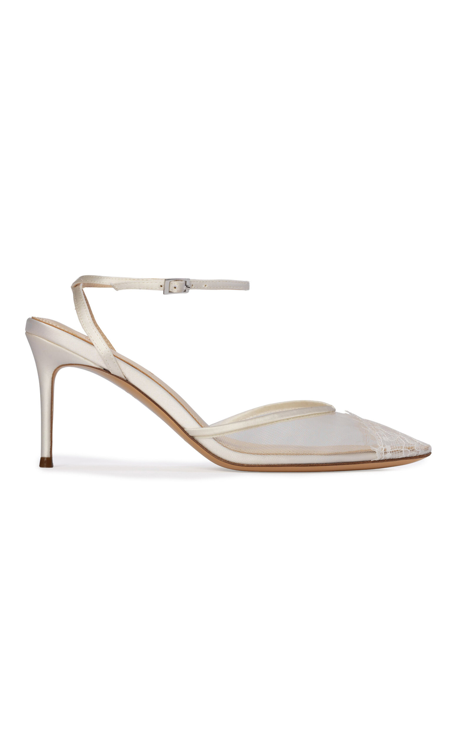 Black Suede Studio Cara Mesh Pumps