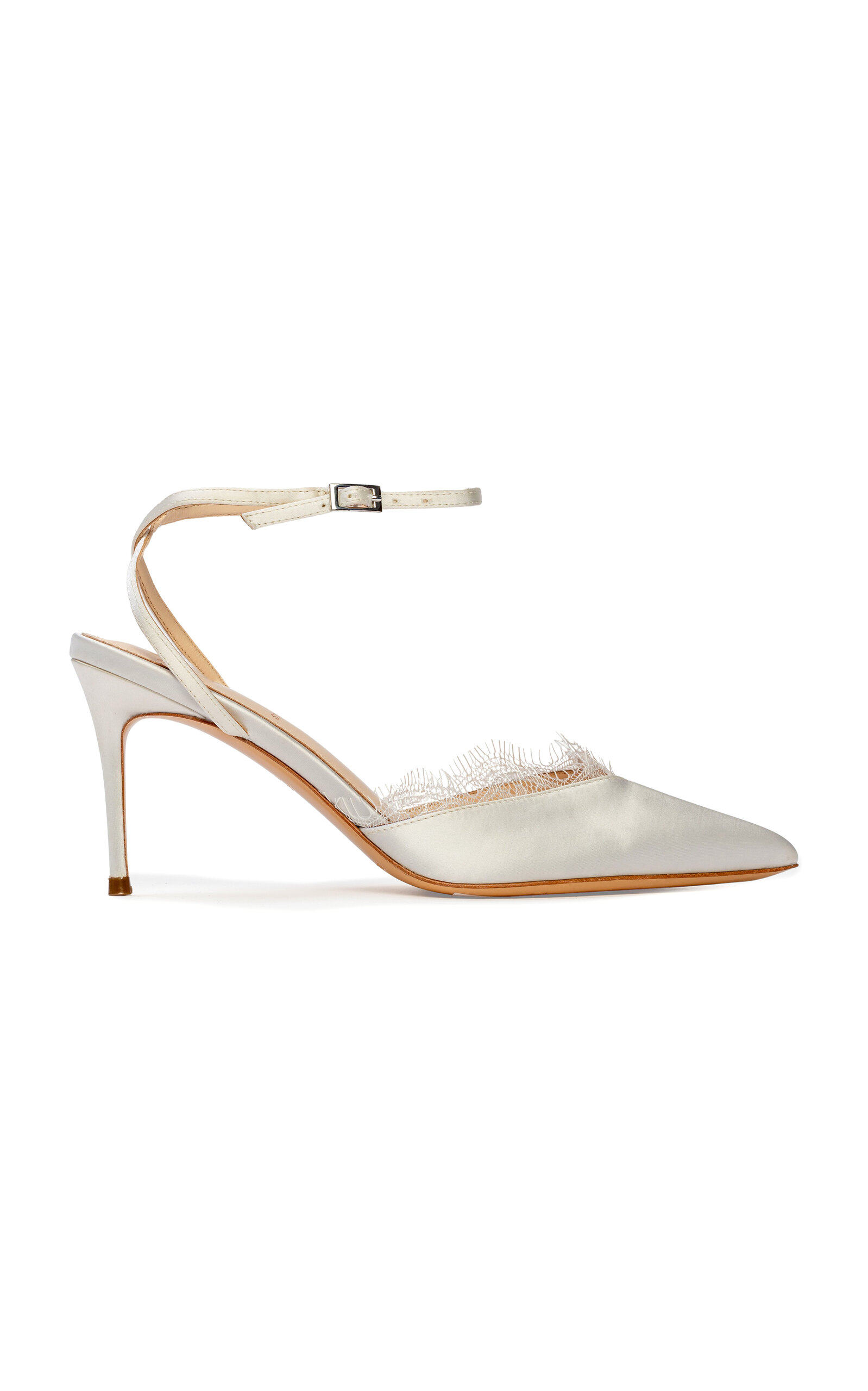 Black Suede Studio Lace Satin Pumps