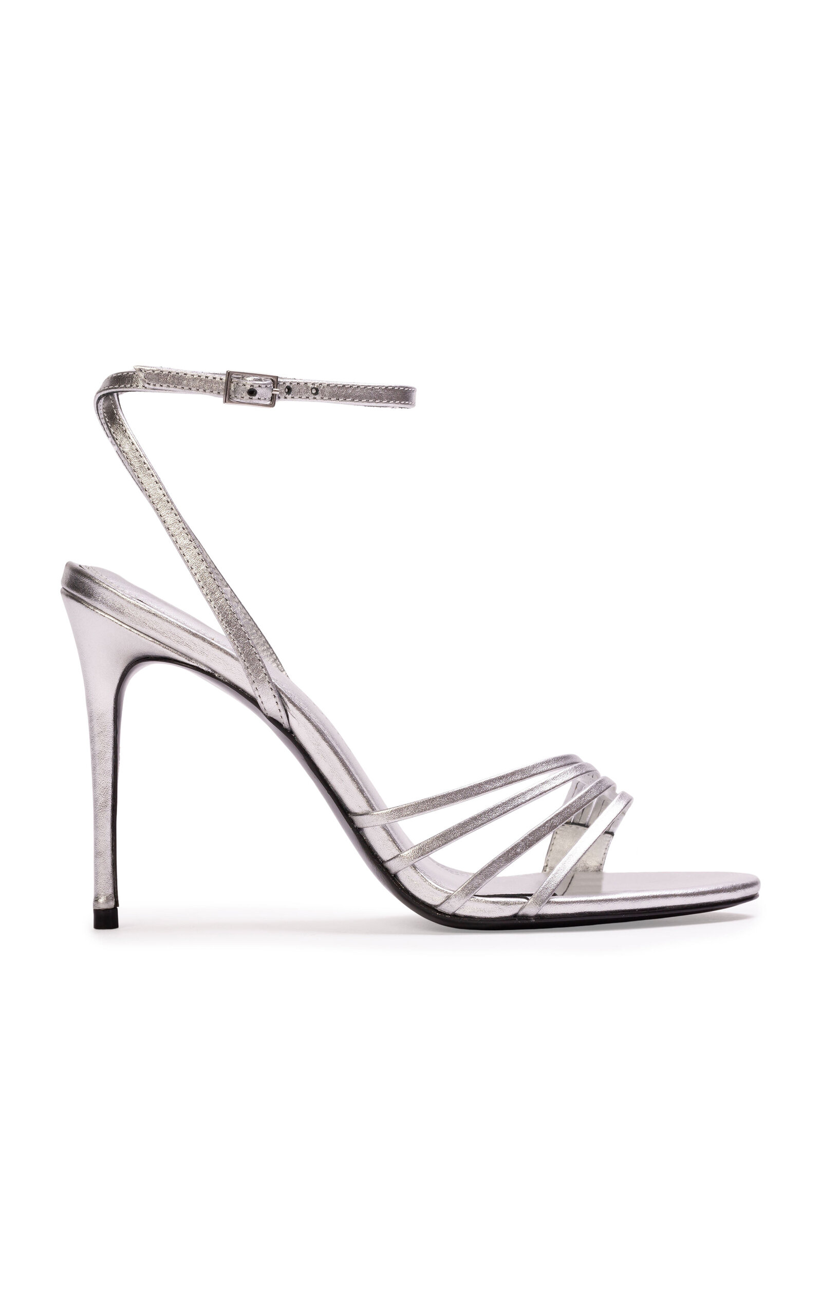 Black Suede Studio Ella Metallic Sandals In Silver