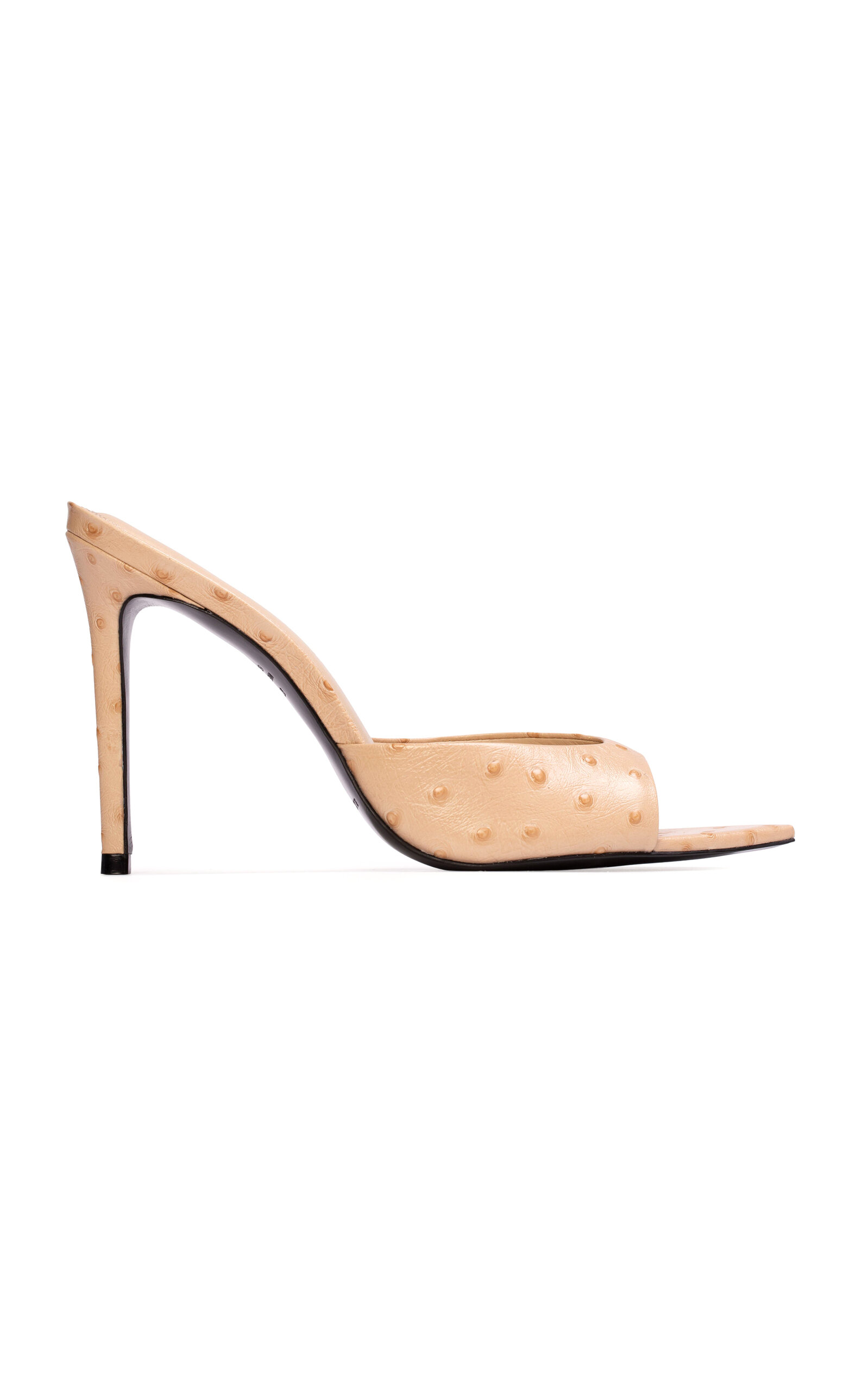 Black Suede Studio Brea Ostrich Print Leather Sandals