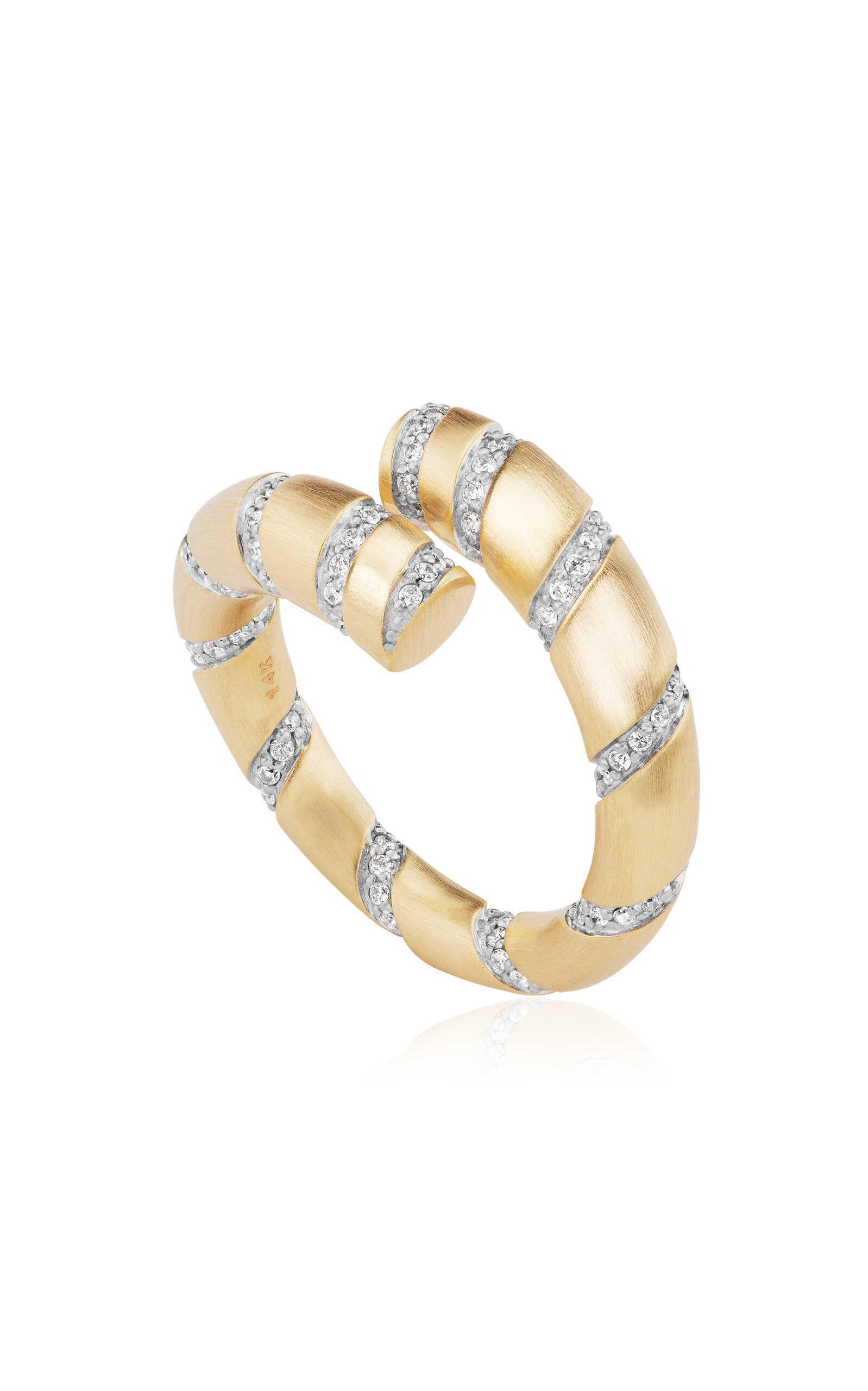 Fiametta 14k Yellow Gold Spiral Diamond Ring In Gold