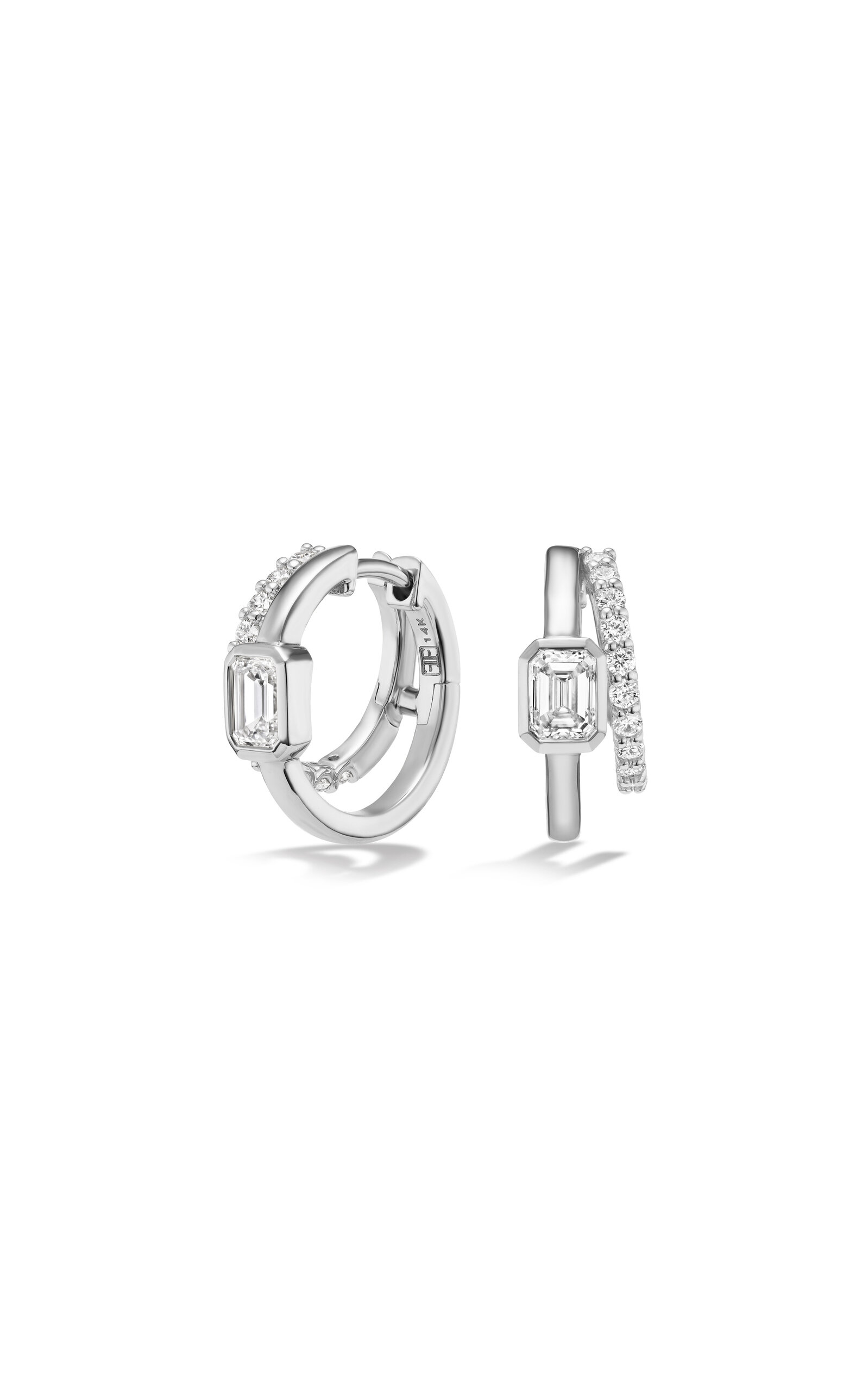 Fiametta 14k White Gold Diamond Earrings In Silver