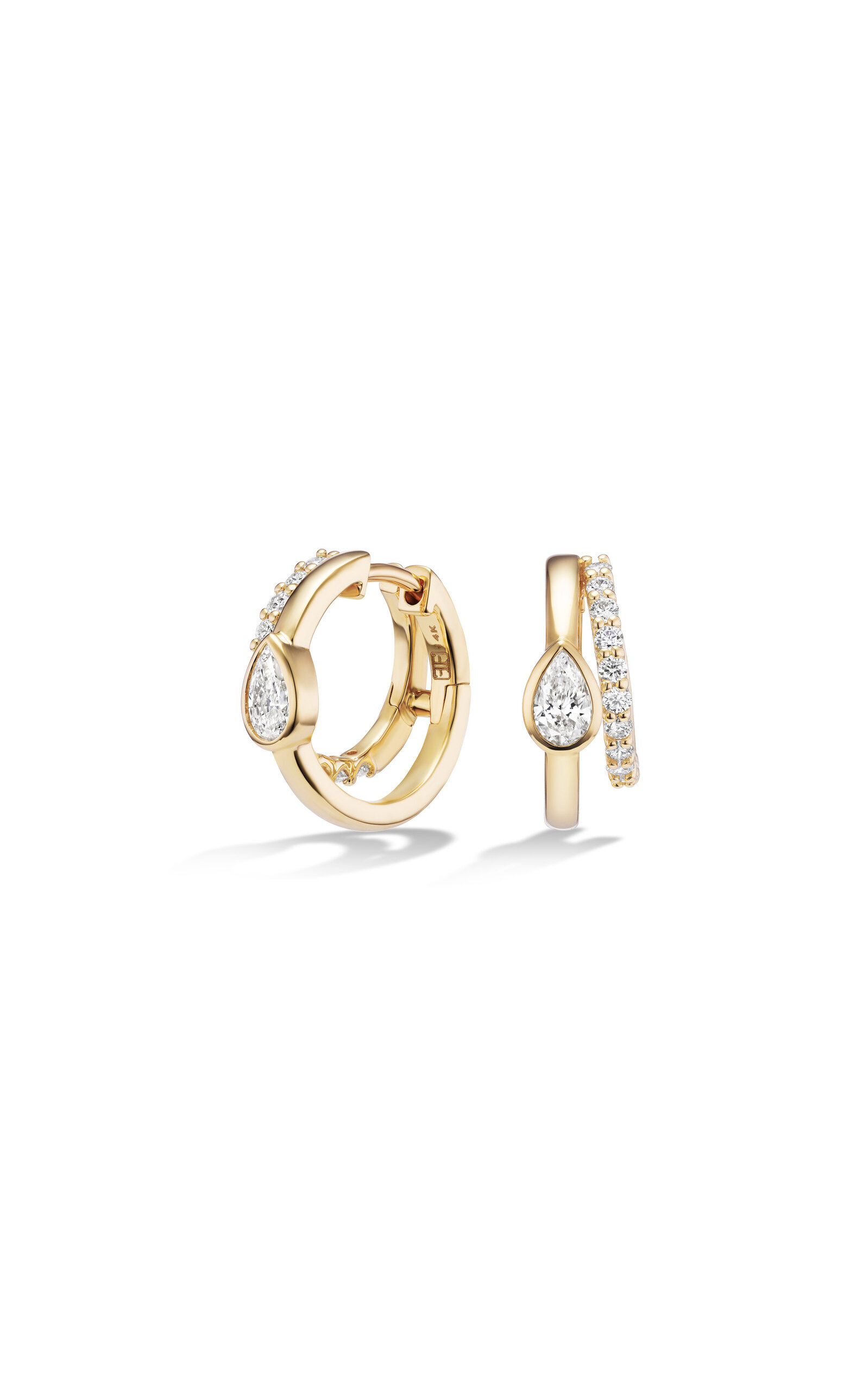 Fiametta 14k Yellow Gold Diamond Double Earrings