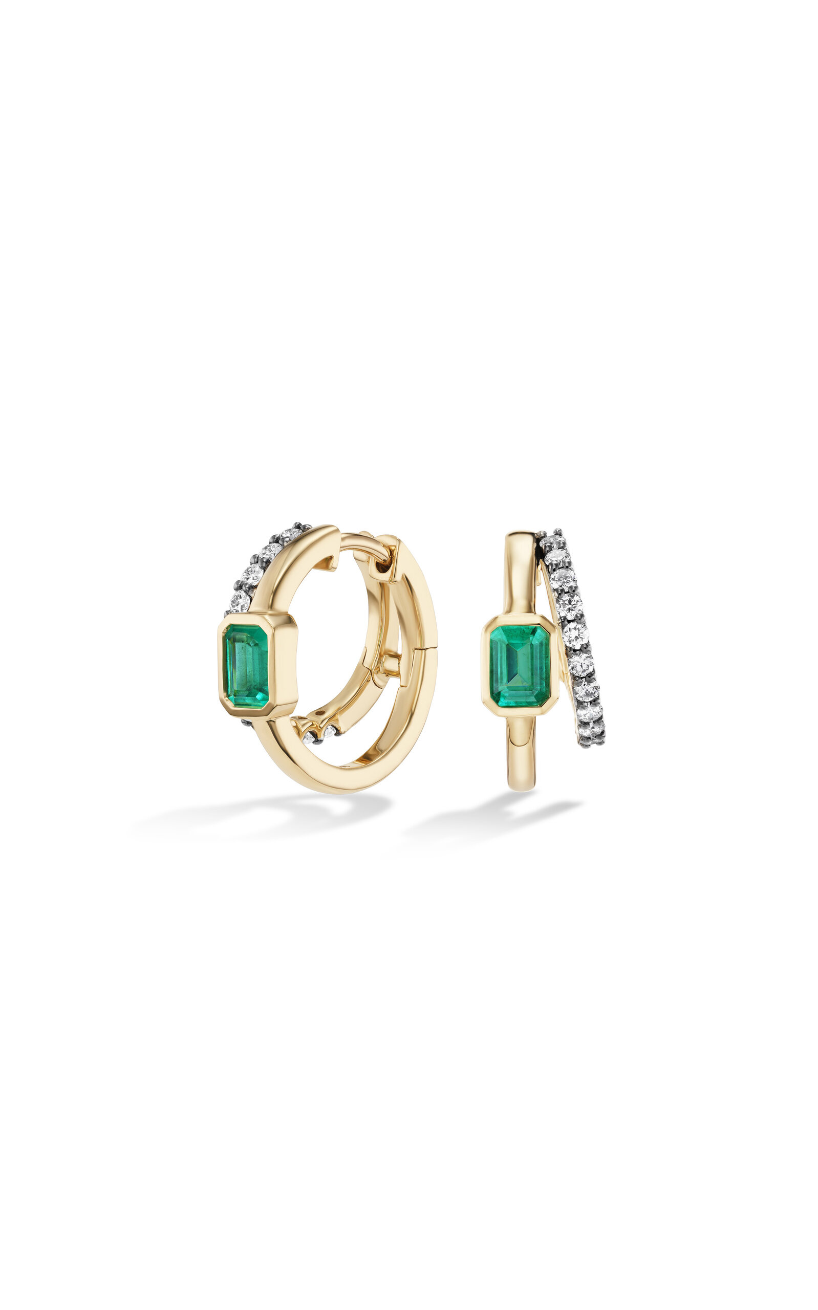 Fiametta 14k Yellow Gold Diamond Emerald Earrings