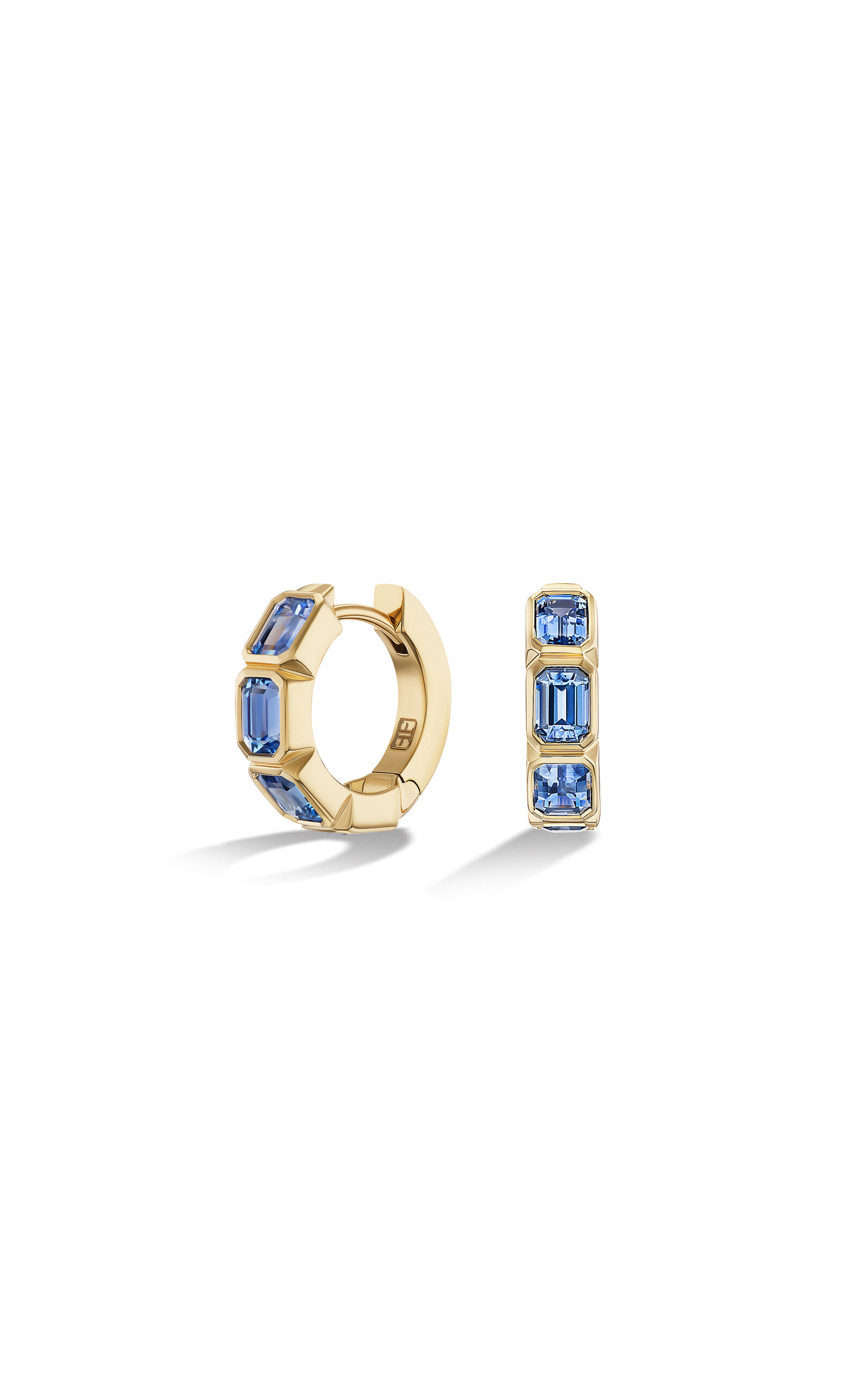 Fiametta 14k Yellow Gold Sapphire Hoop Earrings In Gold