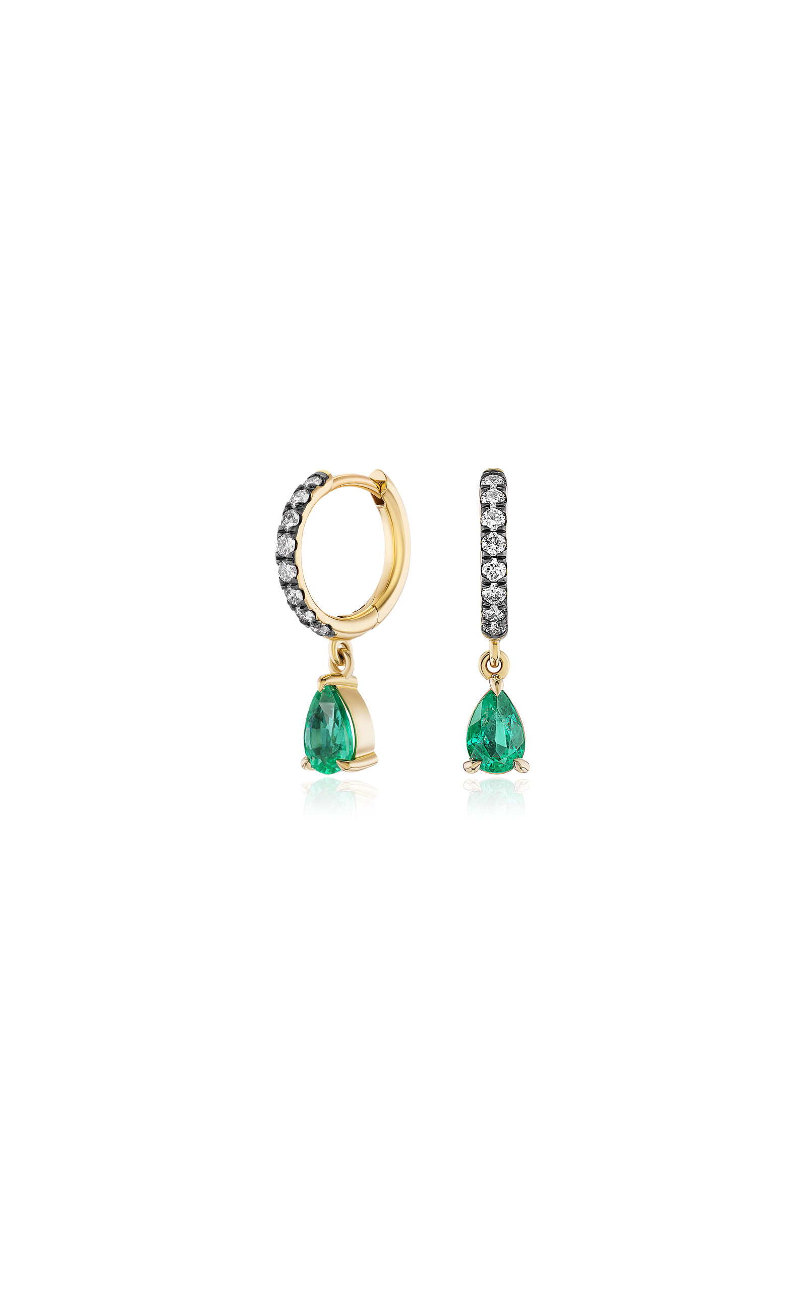 Fiametta 14k Yellow Gold Diamond And Emerald Earrings In Gold