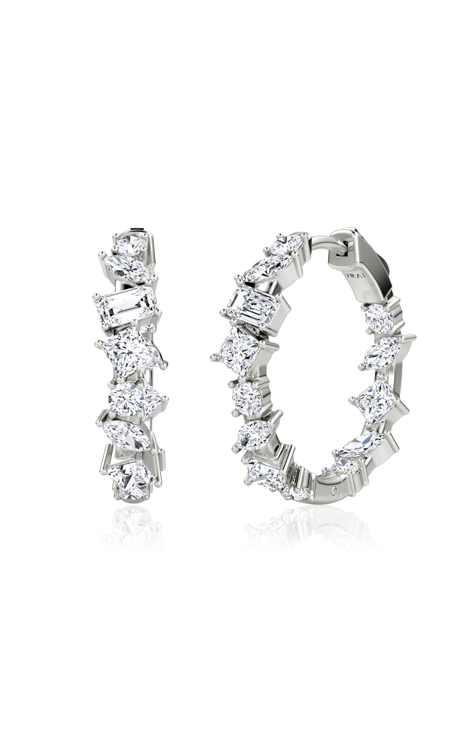 Vrai 14k White Gold Lab-grown Diamond Earrings In Silver