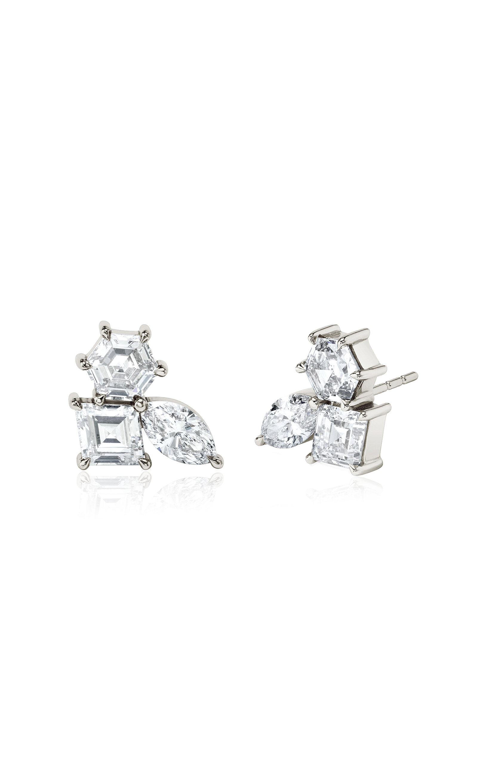 Vrai 14k White Gold Lab-grown Diamond Stud Earrings In Silver